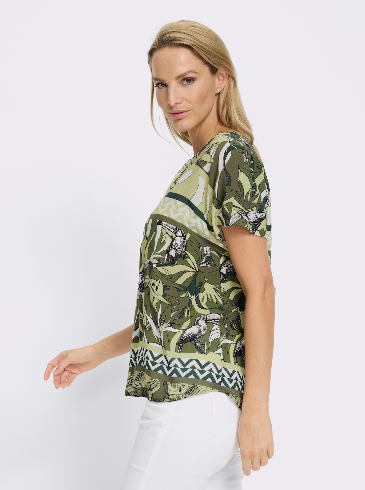 heine Druckbluse - khaki-pistazie-bedruckt