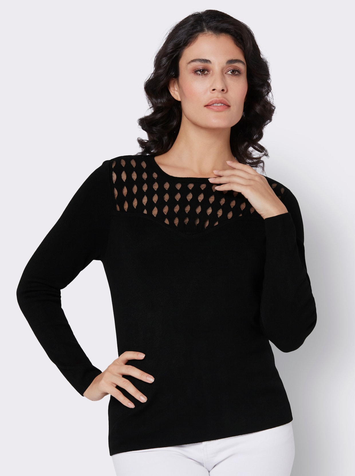 Pullover met ronde hals - zwart