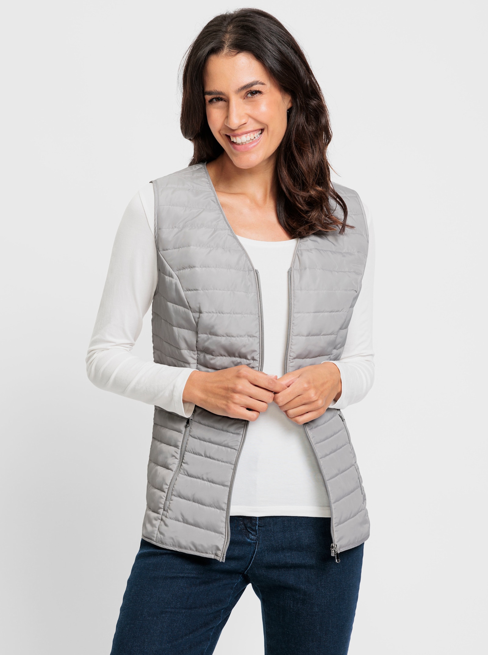 Prošívaná vesta s lehkým vatováním - světlešedá