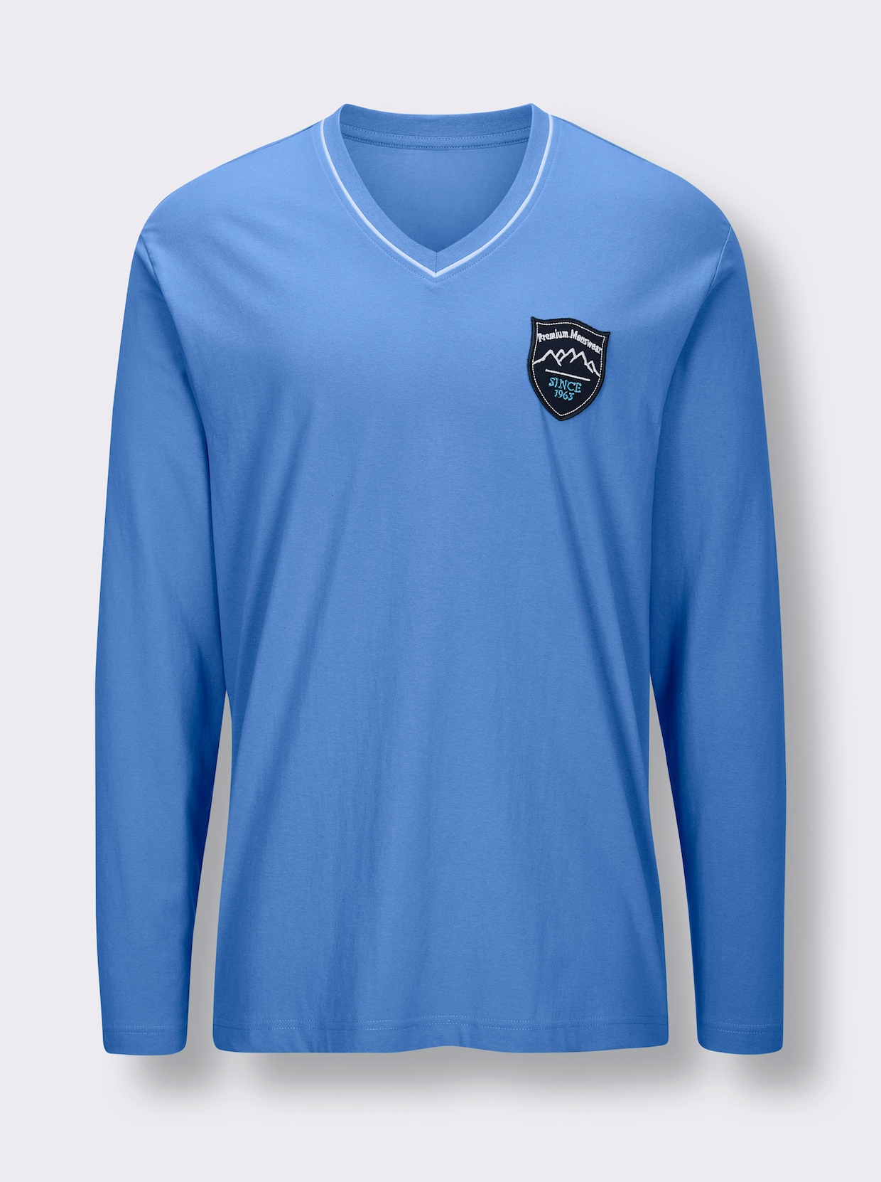 wäschepur men Schlafanzug-Shirt - mittelblau