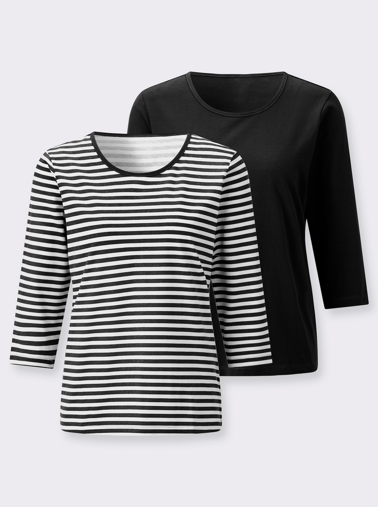 Shirt-Set mit 3/4-Ärmeln - schwarz