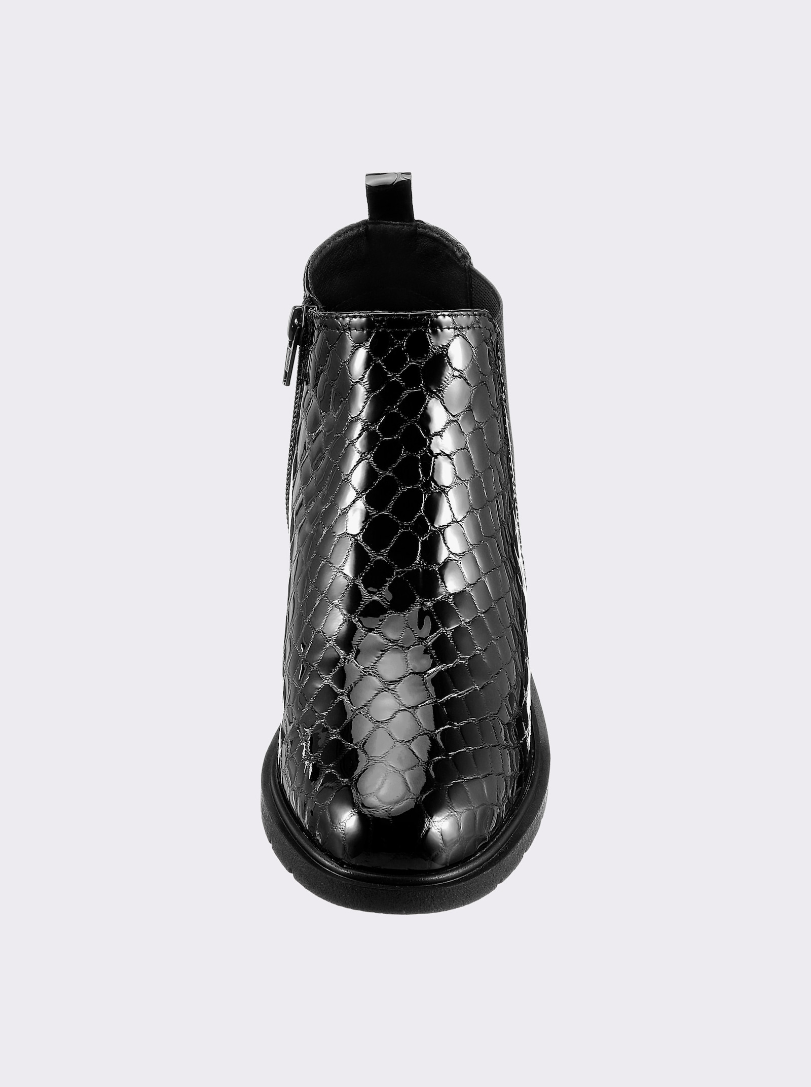 airsoft modern+ Stiefelette mit Prägung im Kroko-Look - schwarz