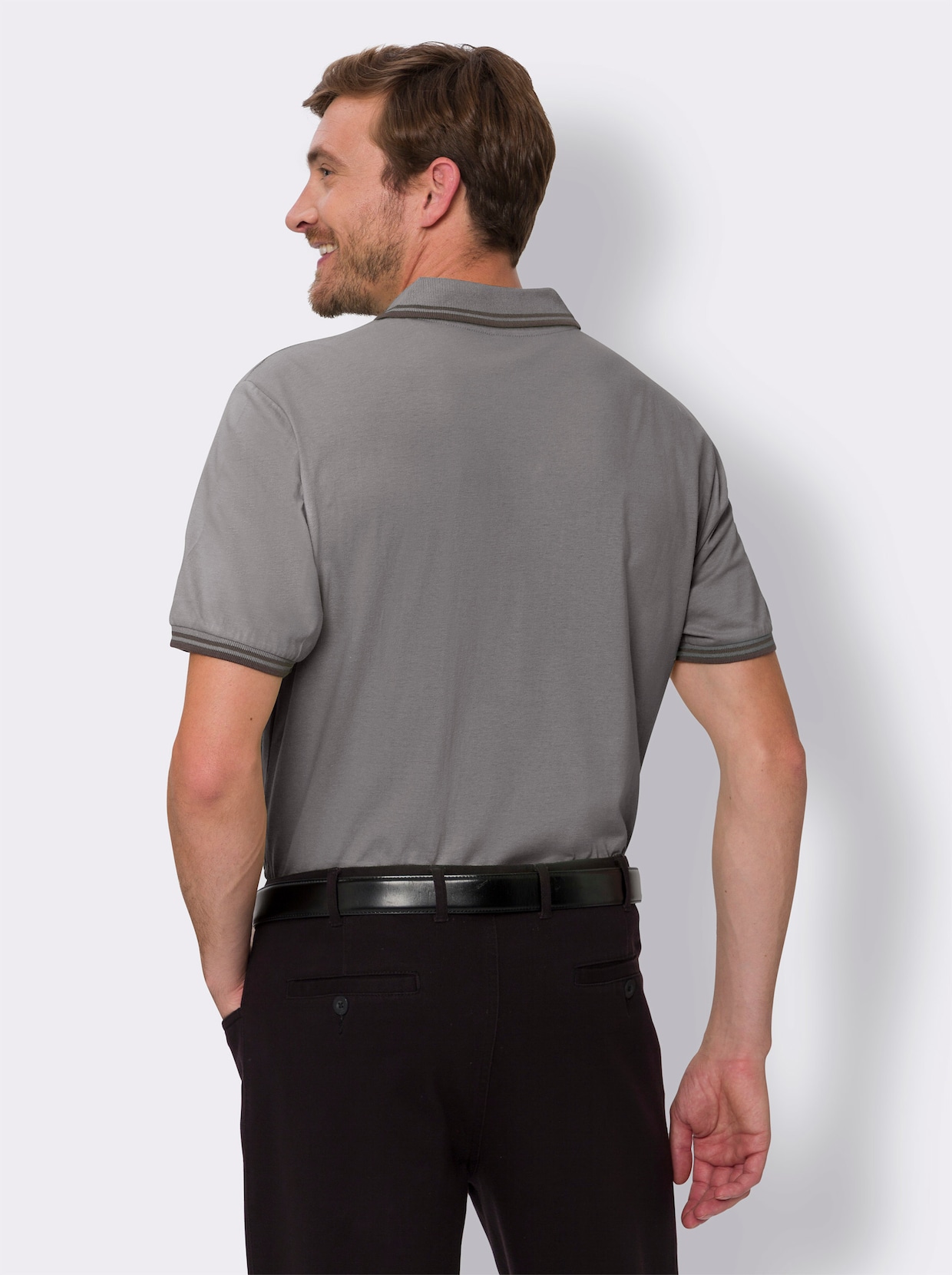 Kurzarm-Poloshirt - grau