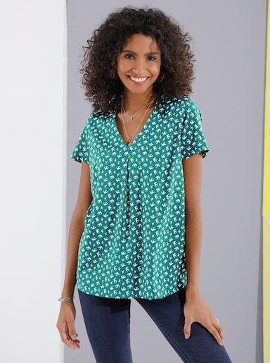 Comfortabele blouse - lagune bedrukt