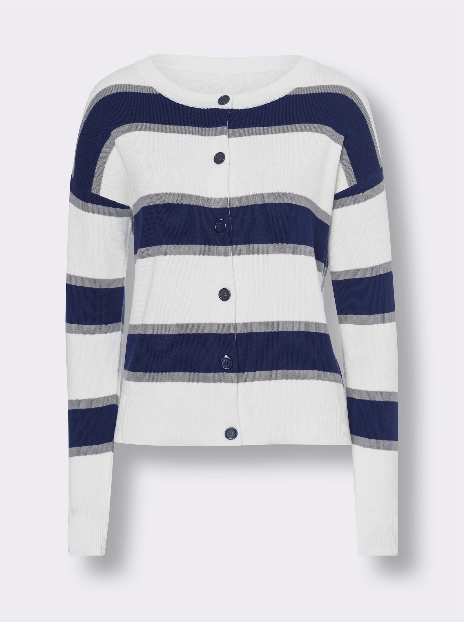 heine Strickjacke mit Blockstreifen - ecru-marine-gestreift