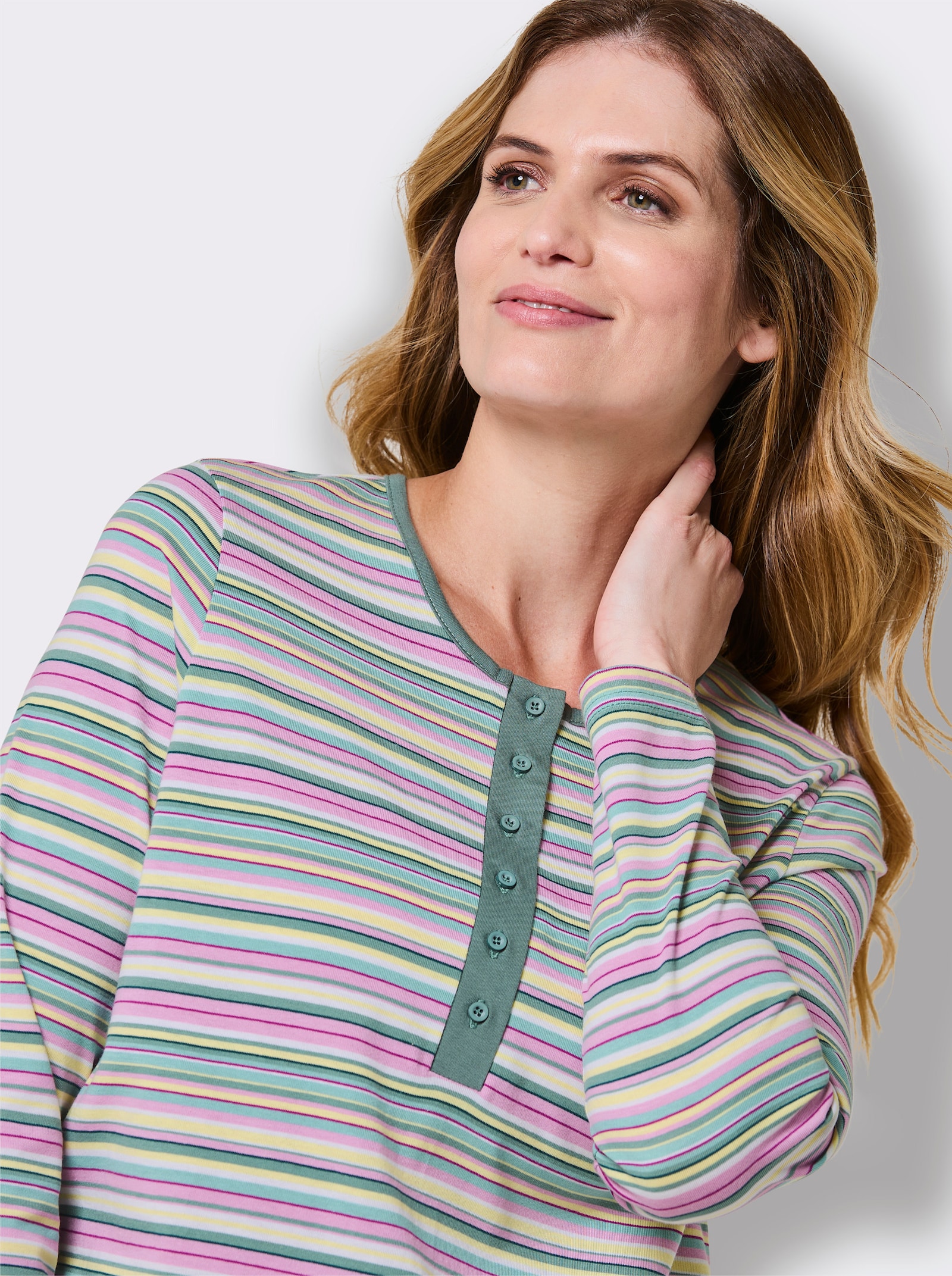 wäschepur Sleepshirt mit Ringel-Dessin - jade-kalkmint-geringelt