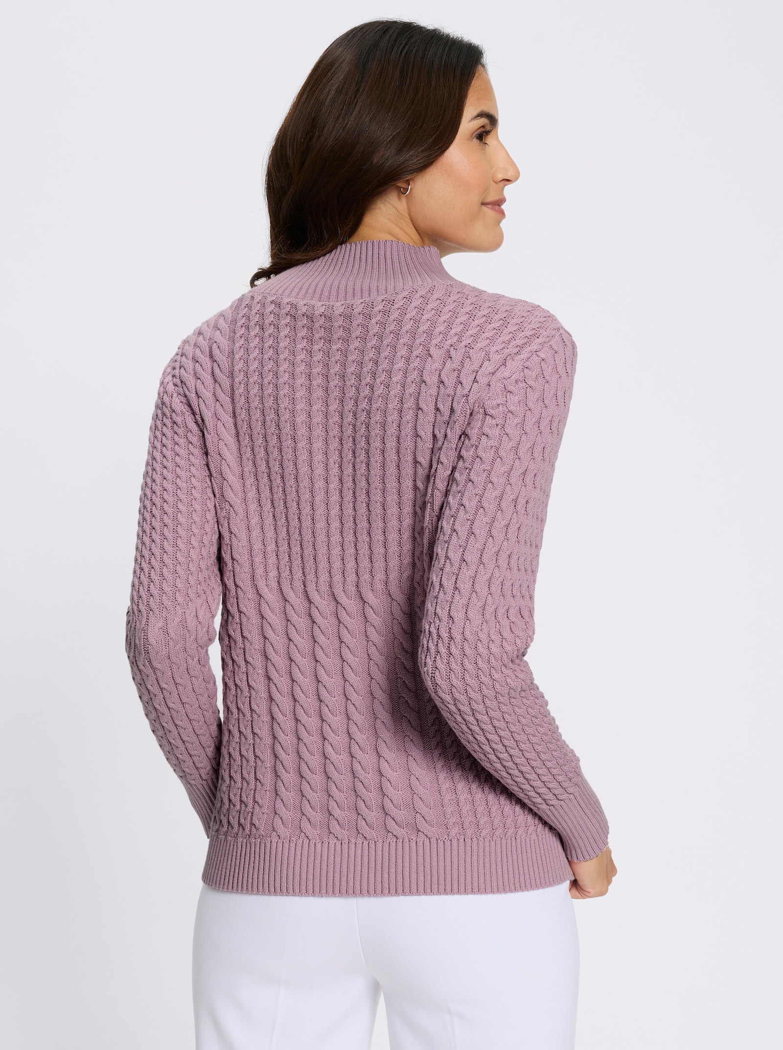 Stehkragenpullover in Patchwork-Optik - mauve
