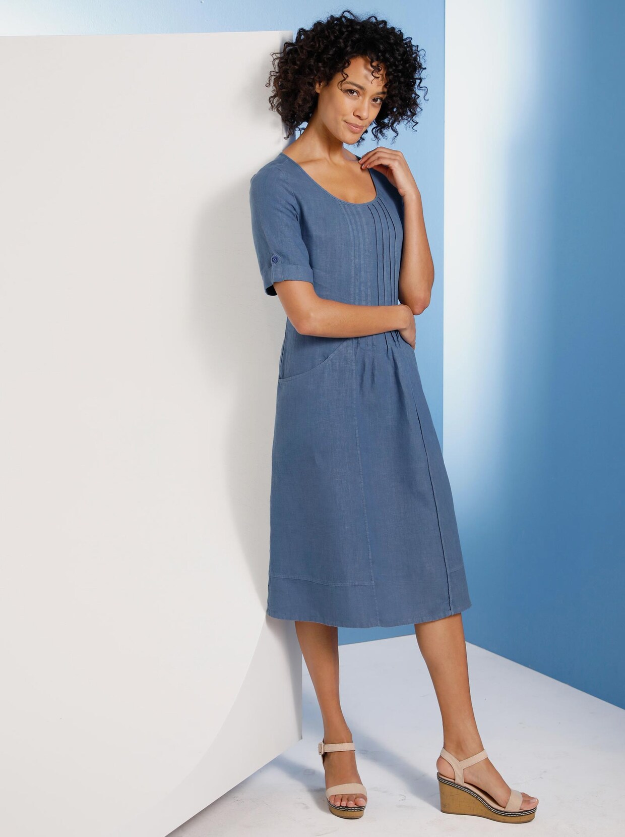 Creation L Premium Leinen-Kleid - jeansblau