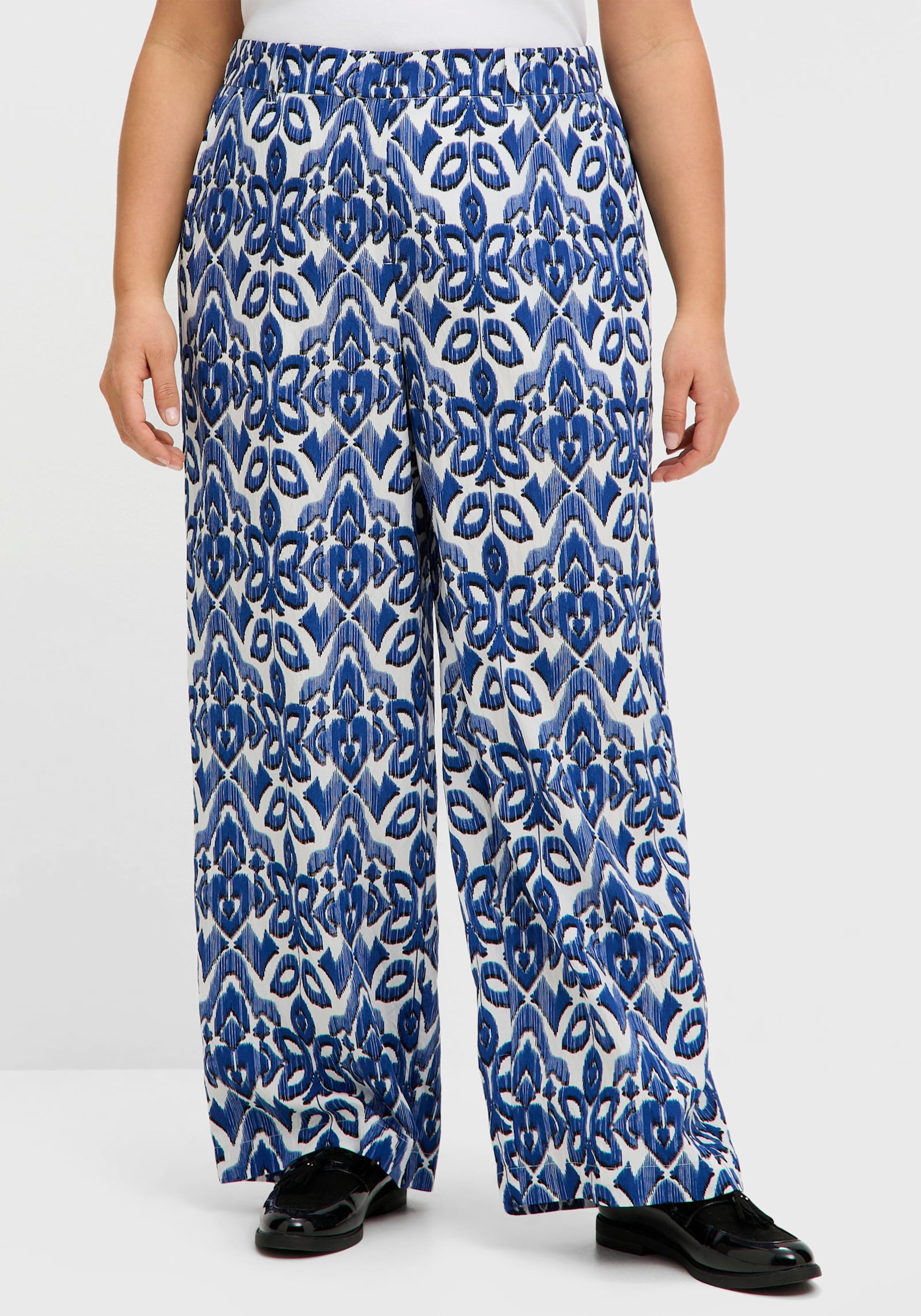 sheego Hose in weiter Beinform, bedruckt - ecru-gemustert