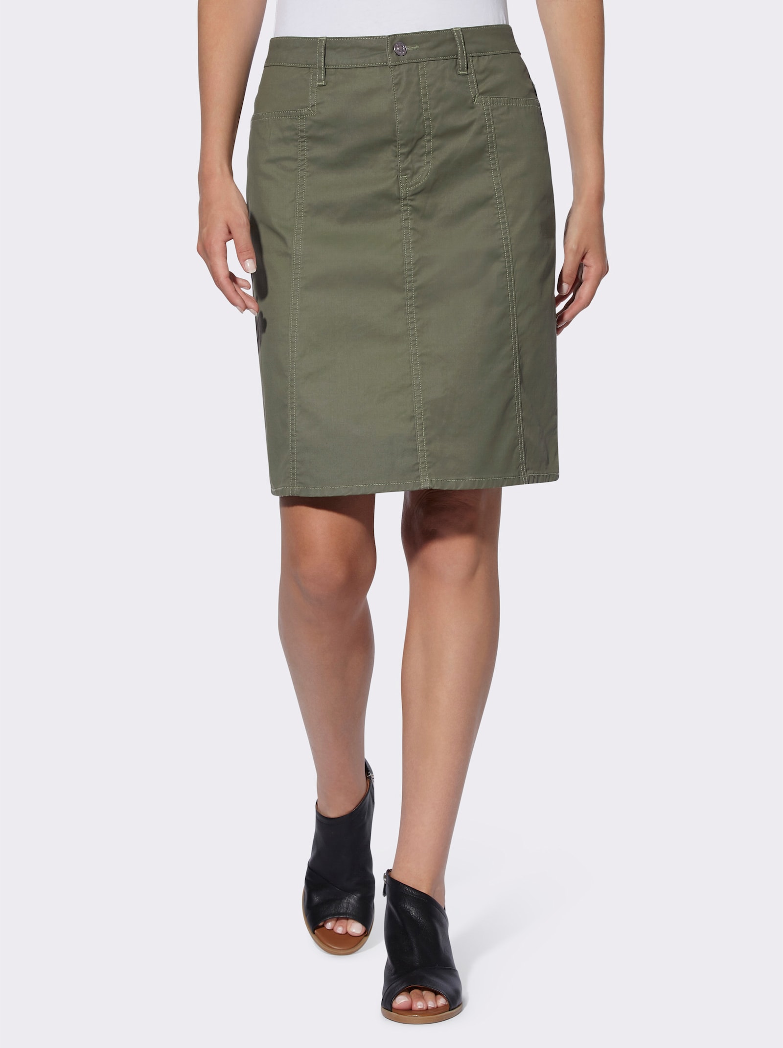 heine Webrock in leichter A-Linie - khaki