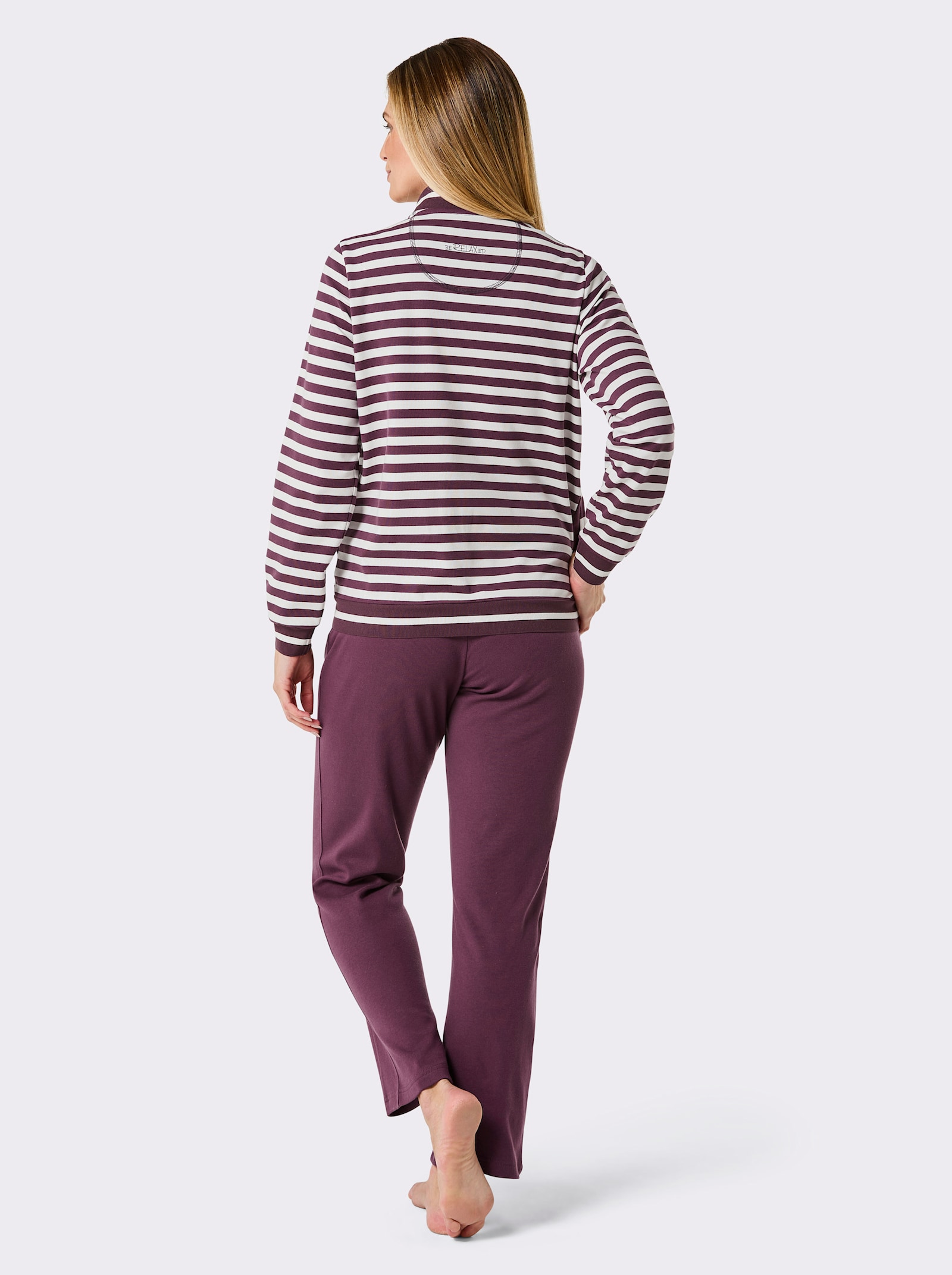 Hajo Huispak - bordeaux/wit gestreept