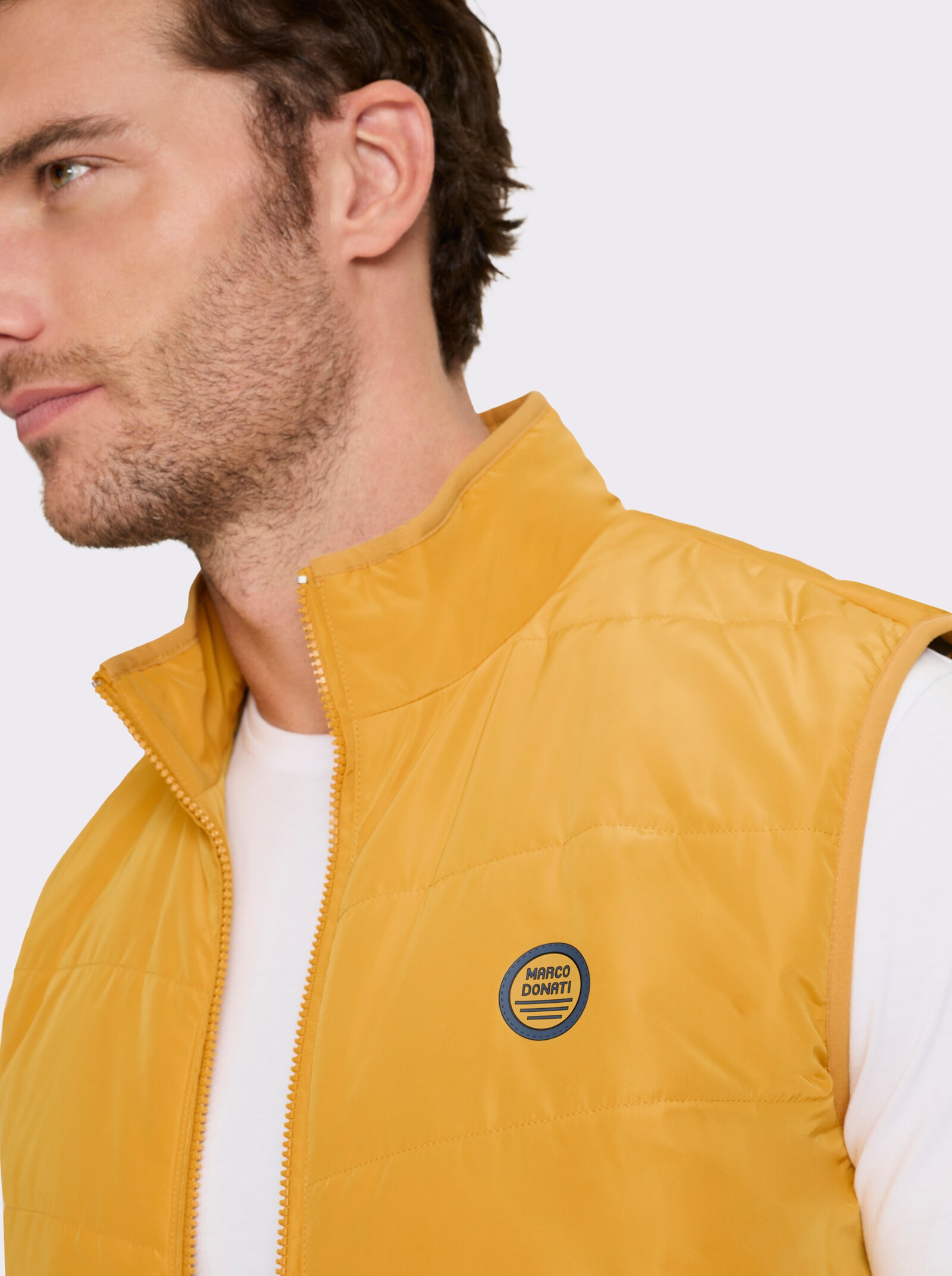 Marco Donati Bodywarmer met elastische paspel aan de zoom - oker