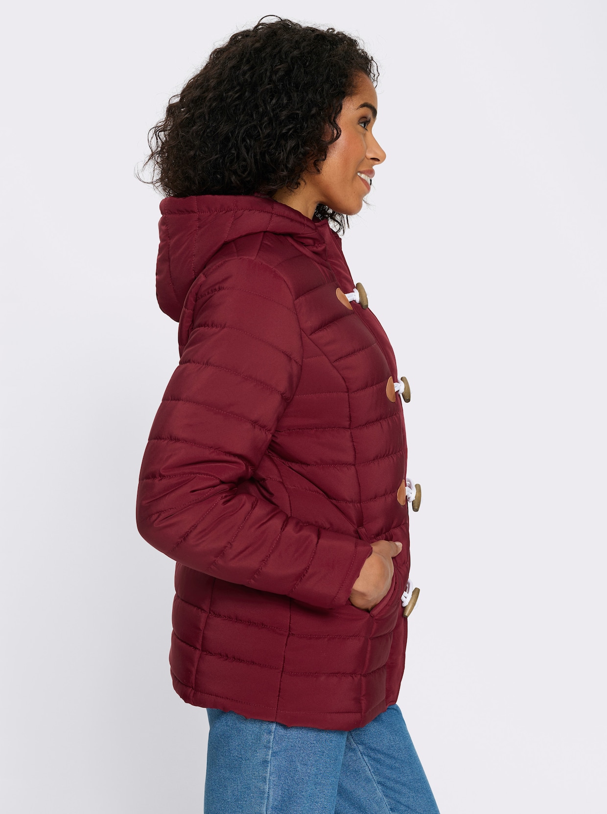 Steppjacke mit Knebelknöpfen - dunkelrot