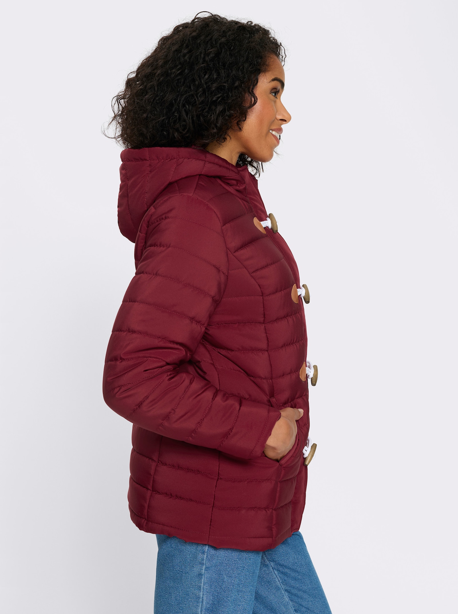 Steppjacke mit Knebelknöpfen - dunkelrot