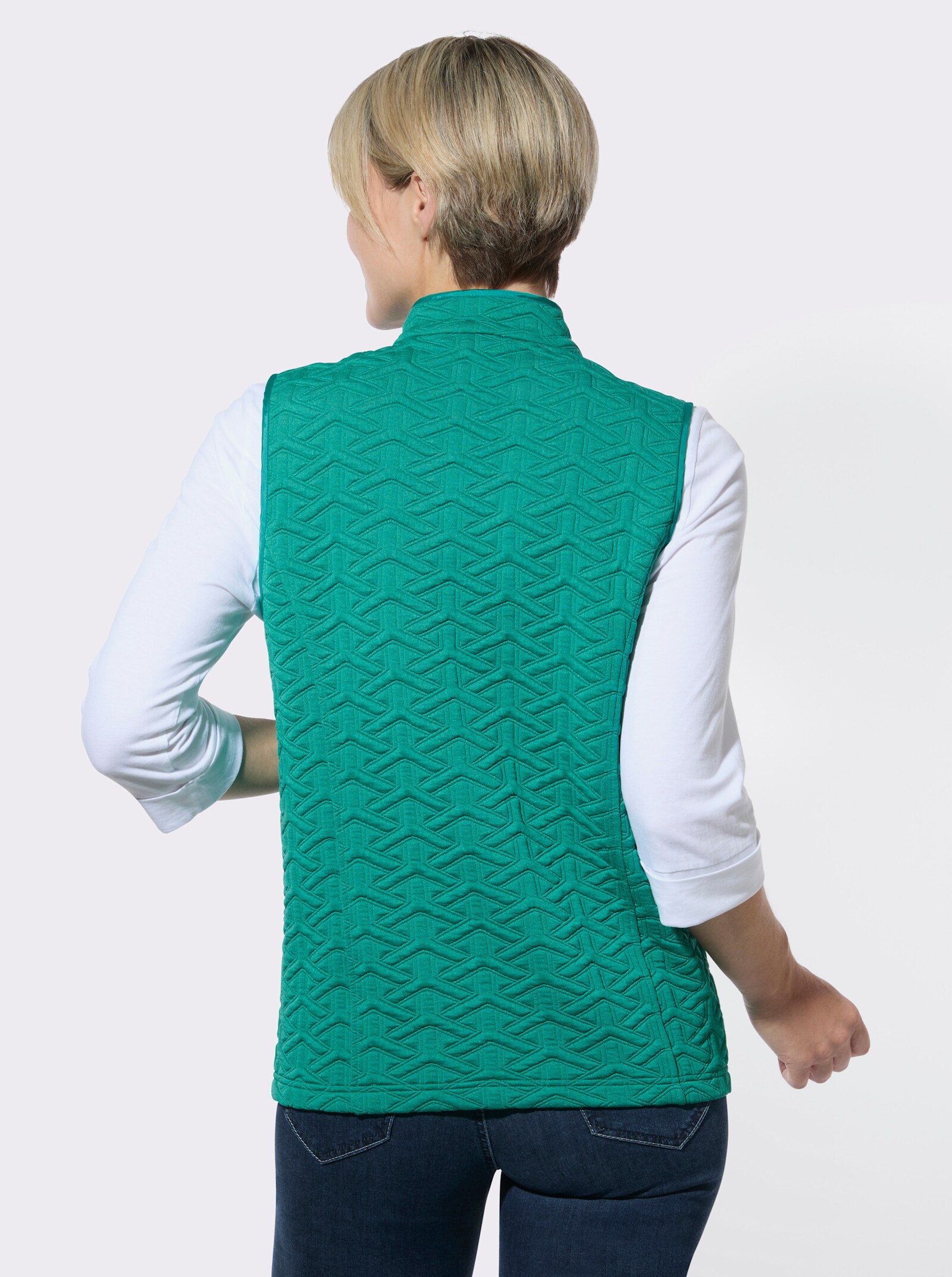 Jerseyweste mit Jacquardmuster - smaragd