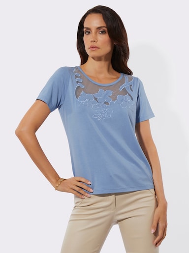 Kurzarmshirt mit Mesh-Einsätzen - bleu