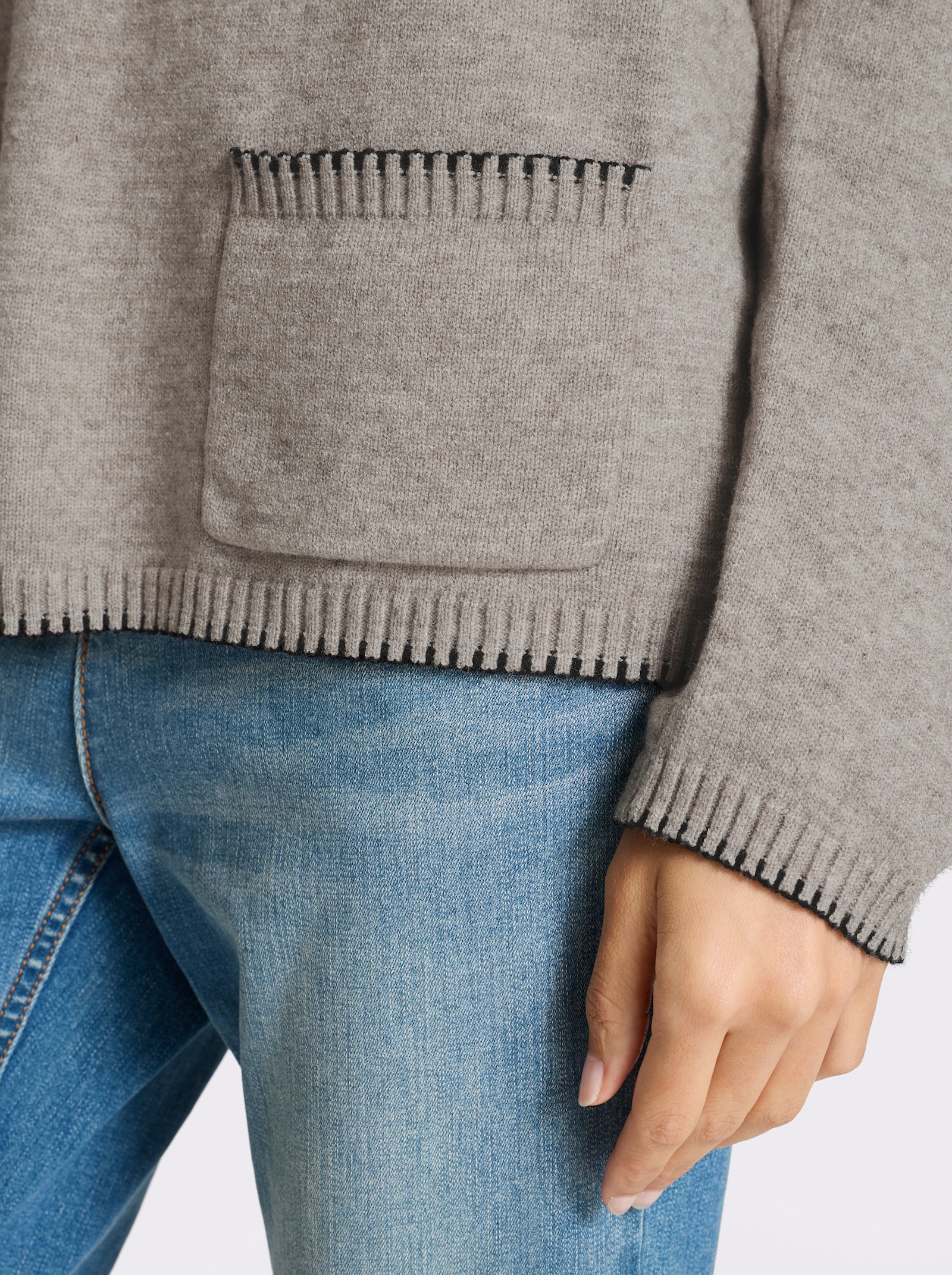 heine Pullover mit Kontrastnähten - taupe-meliert