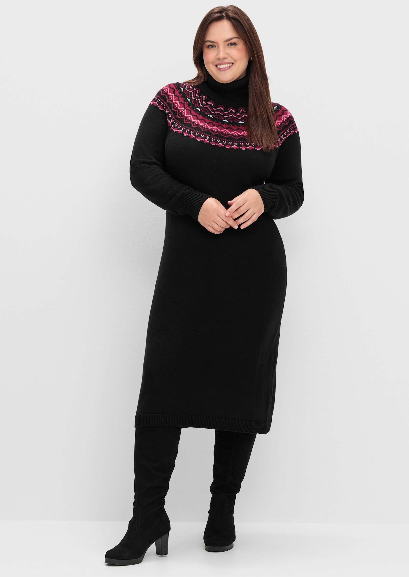 sheego Weitschaftstiefel aus Velourslederimitat, verschlusslos - schwarz