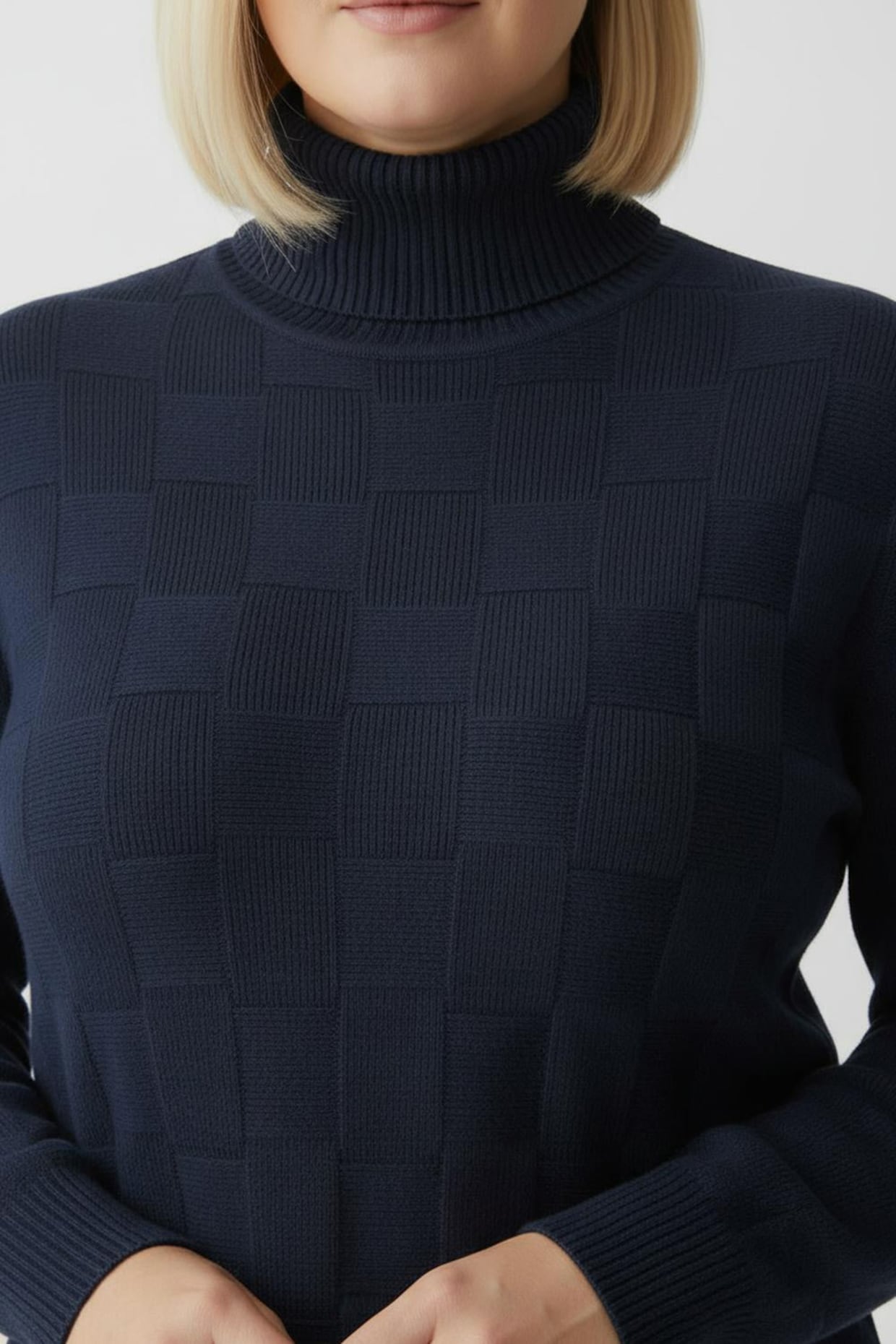 Rollkragenpullover mit gerippten Abschlüssen - dunkelblau