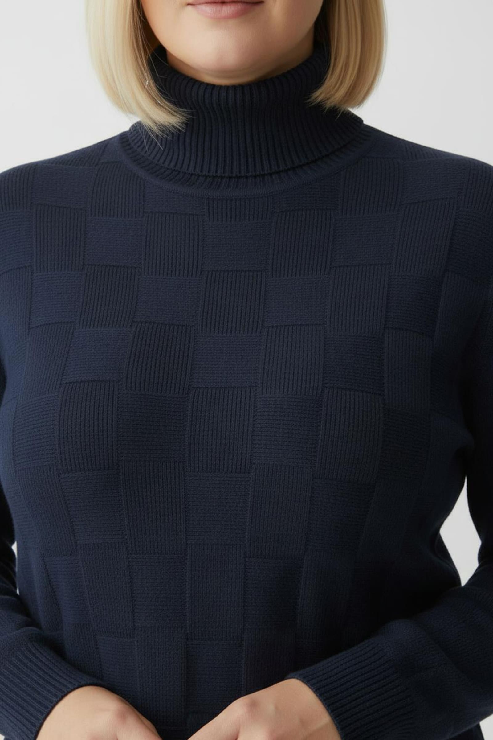 Rollkragenpullover mit gerippten Abschlüssen - dunkelblau