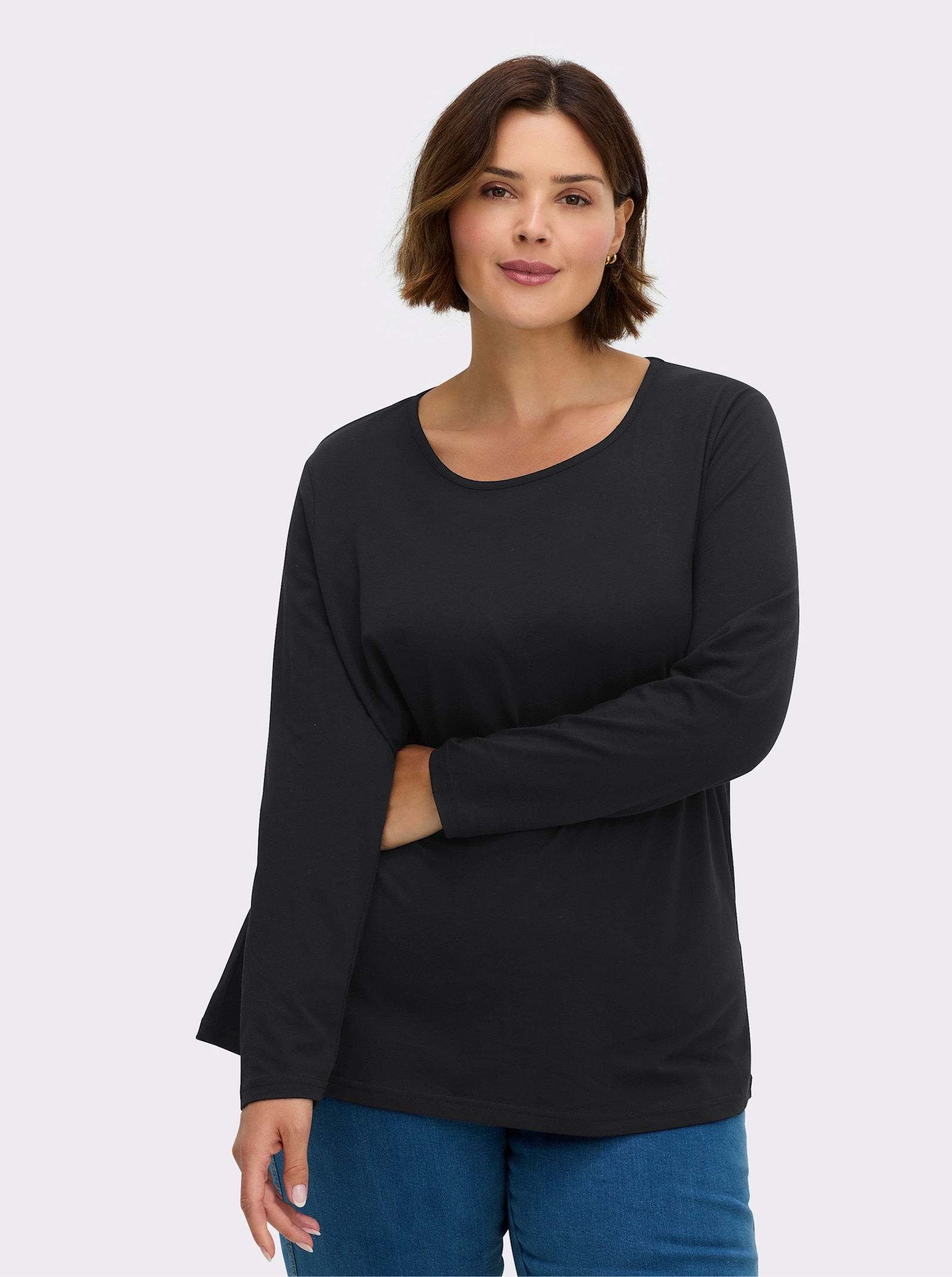Langarmshirt in weiter Form - schwarz