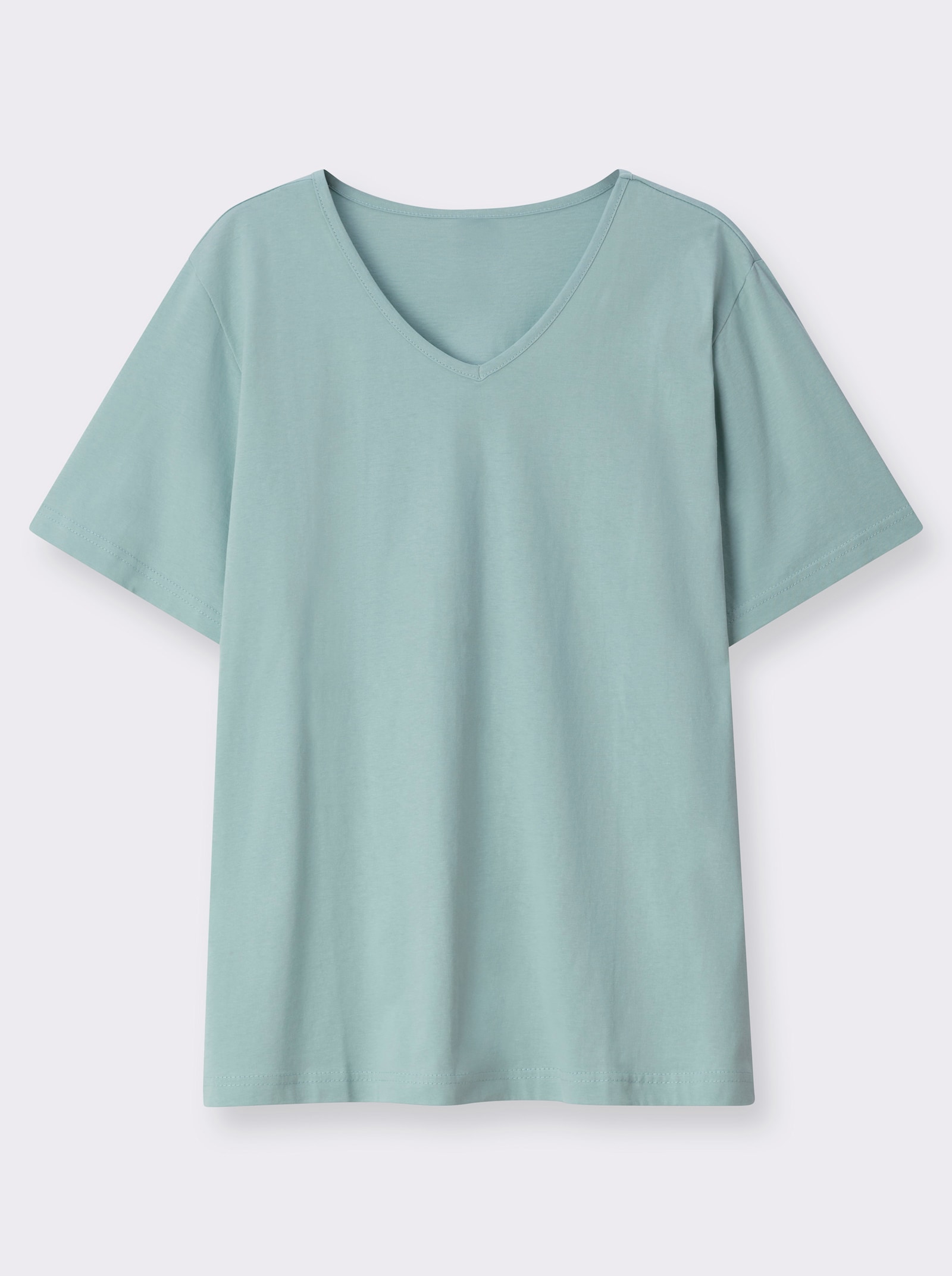 Kurzarmshirt mit V-Ausschnitt - kalkmint