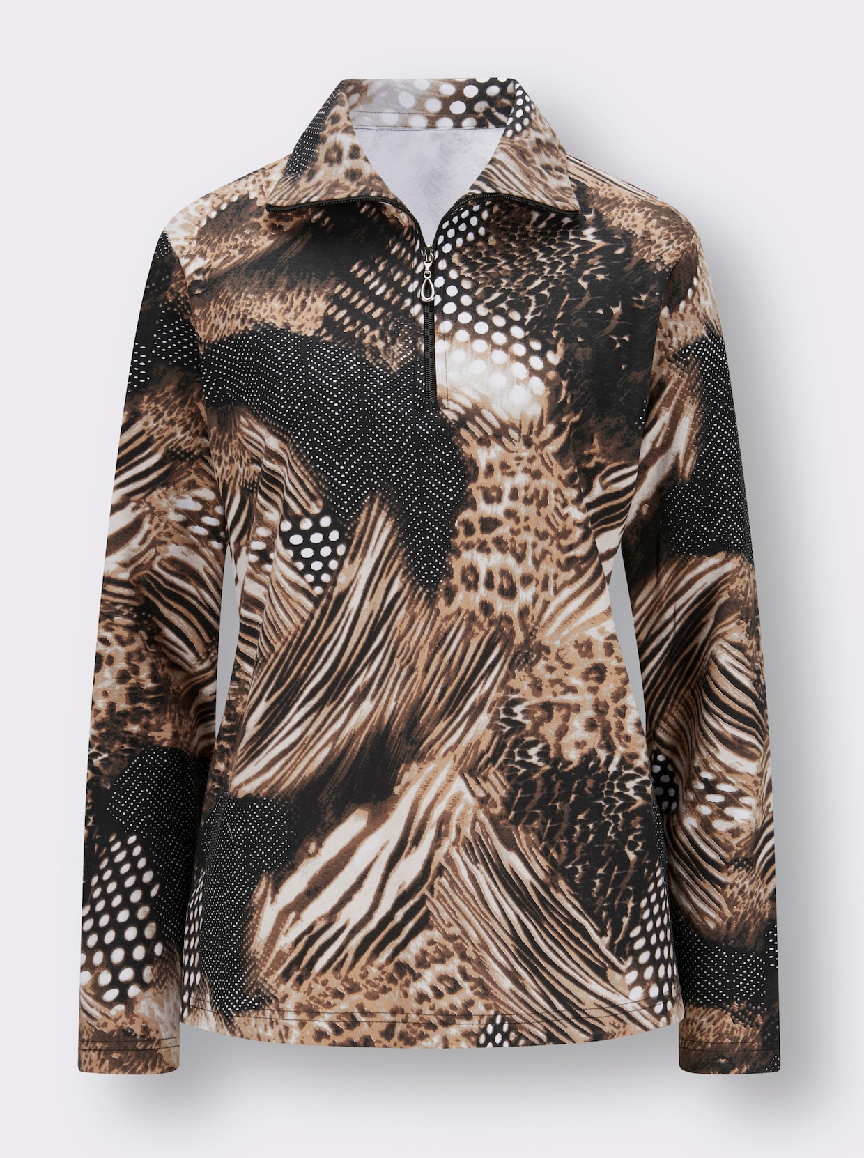 Shirt met lange mouwen - zand/zwart bedrukt