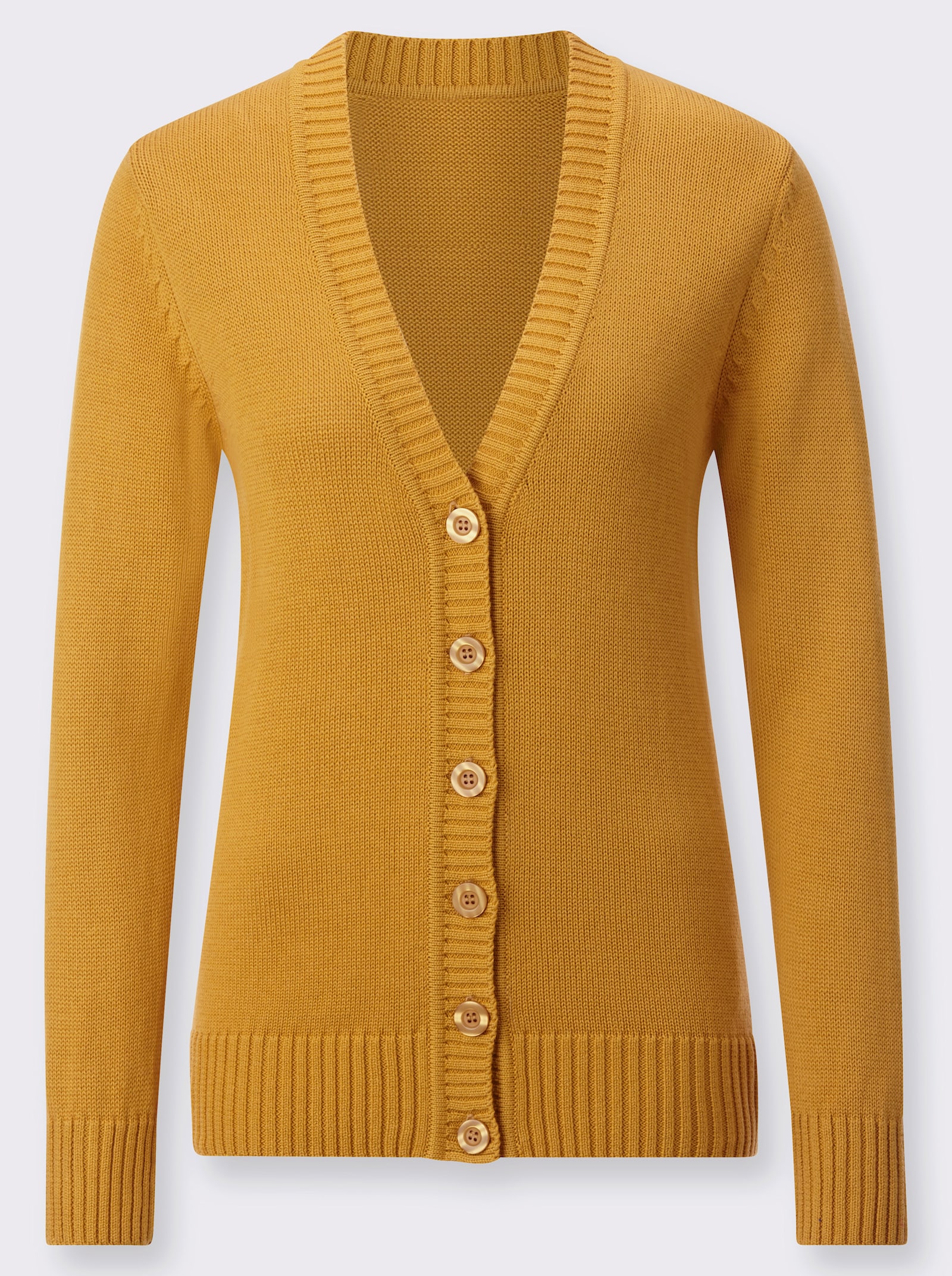 Strickjacke mit farblich abgestimmten Knöpfen - maisgelb