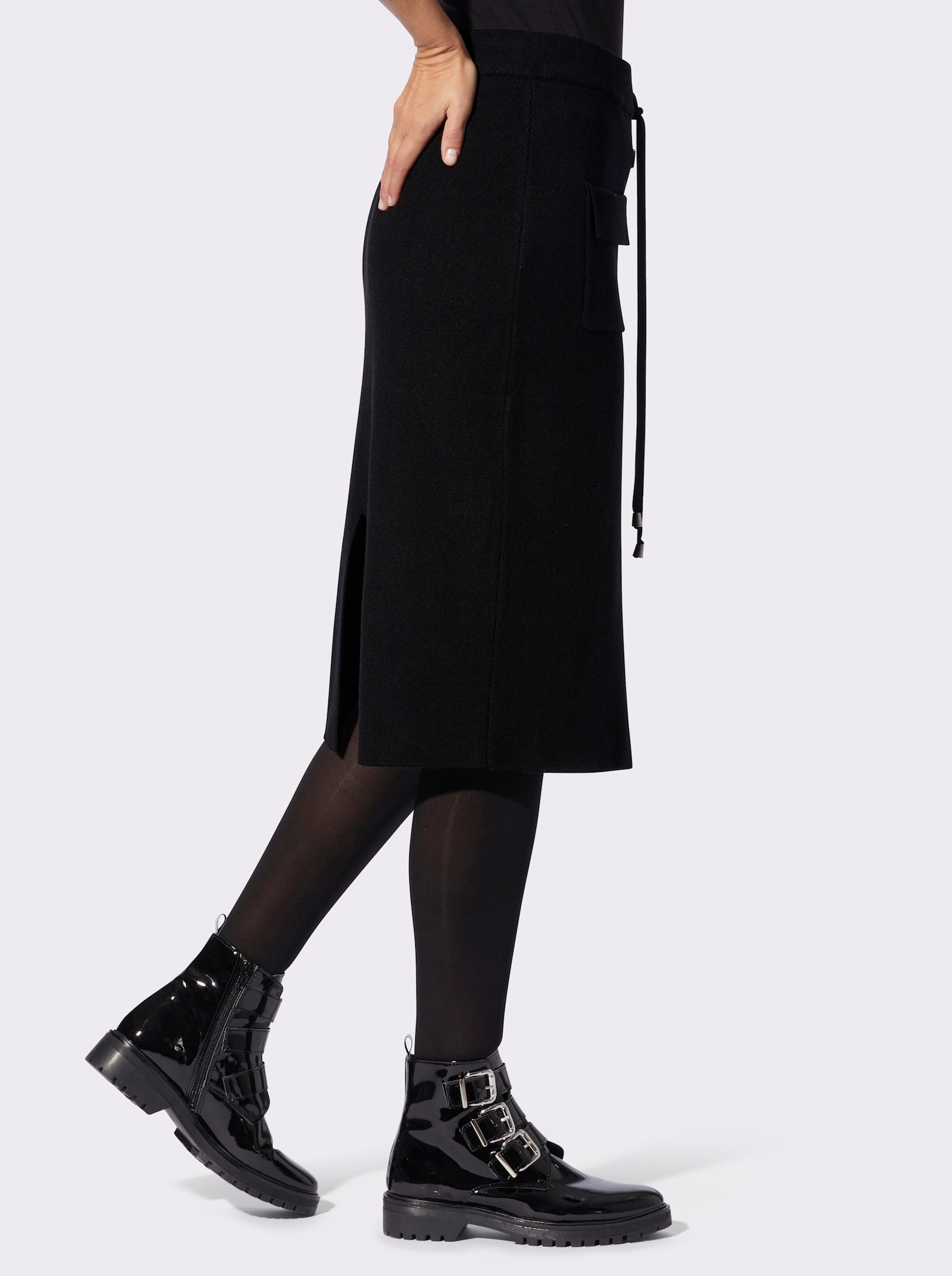 heine Strickrock mit Zierknöpfen - schwarz