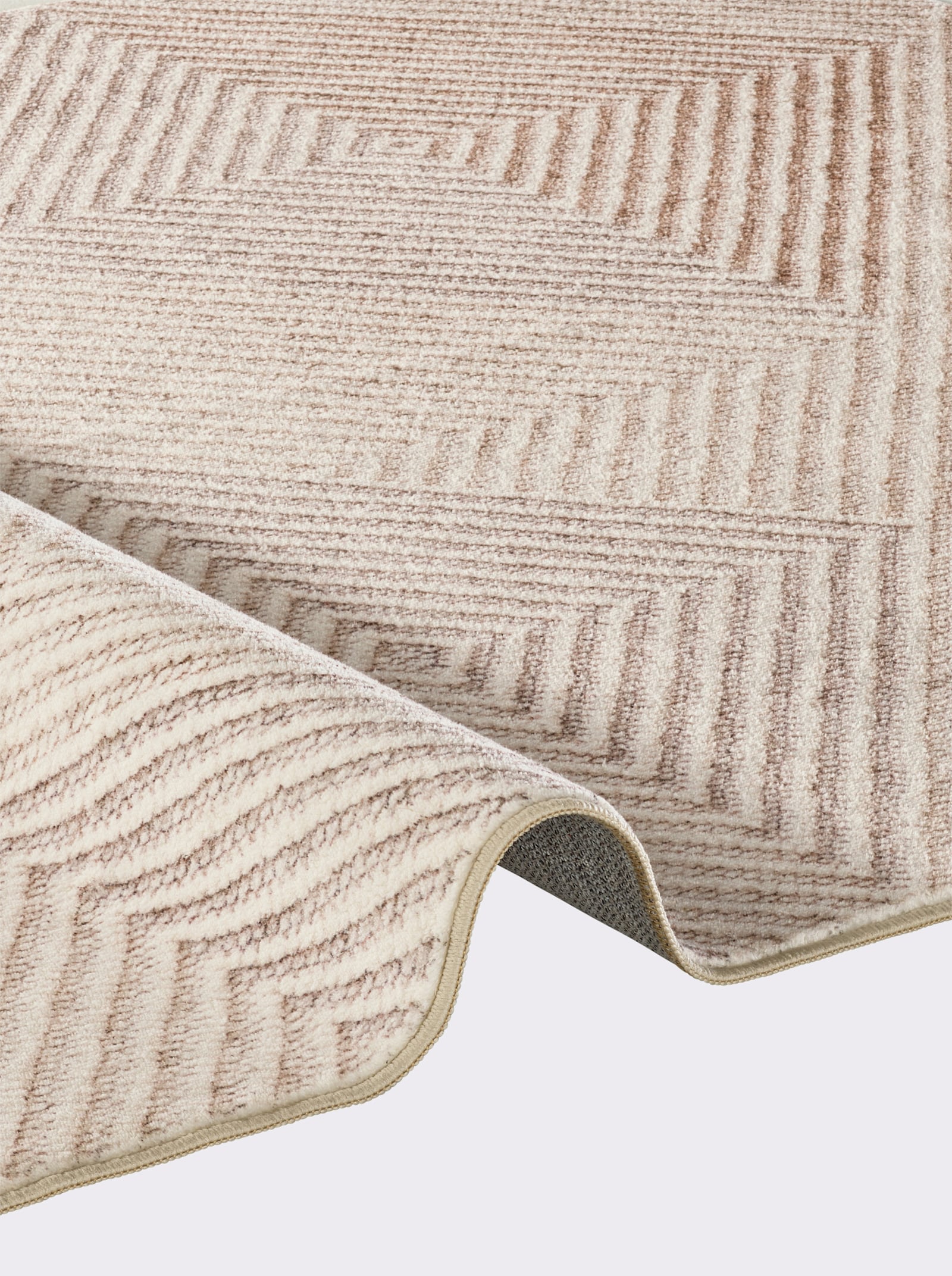 wash+dry by Kleen-Tex Teppich mit weichem Flor - ecru-braun-bedruckt