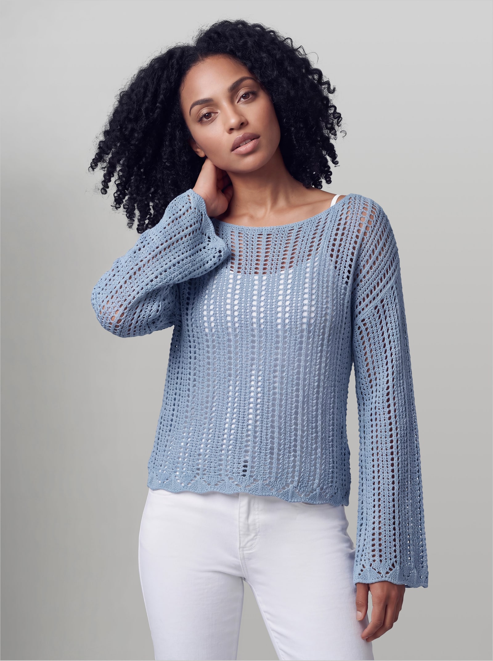 heine Pullover mit U-Boot-Ausschnitt - bleu