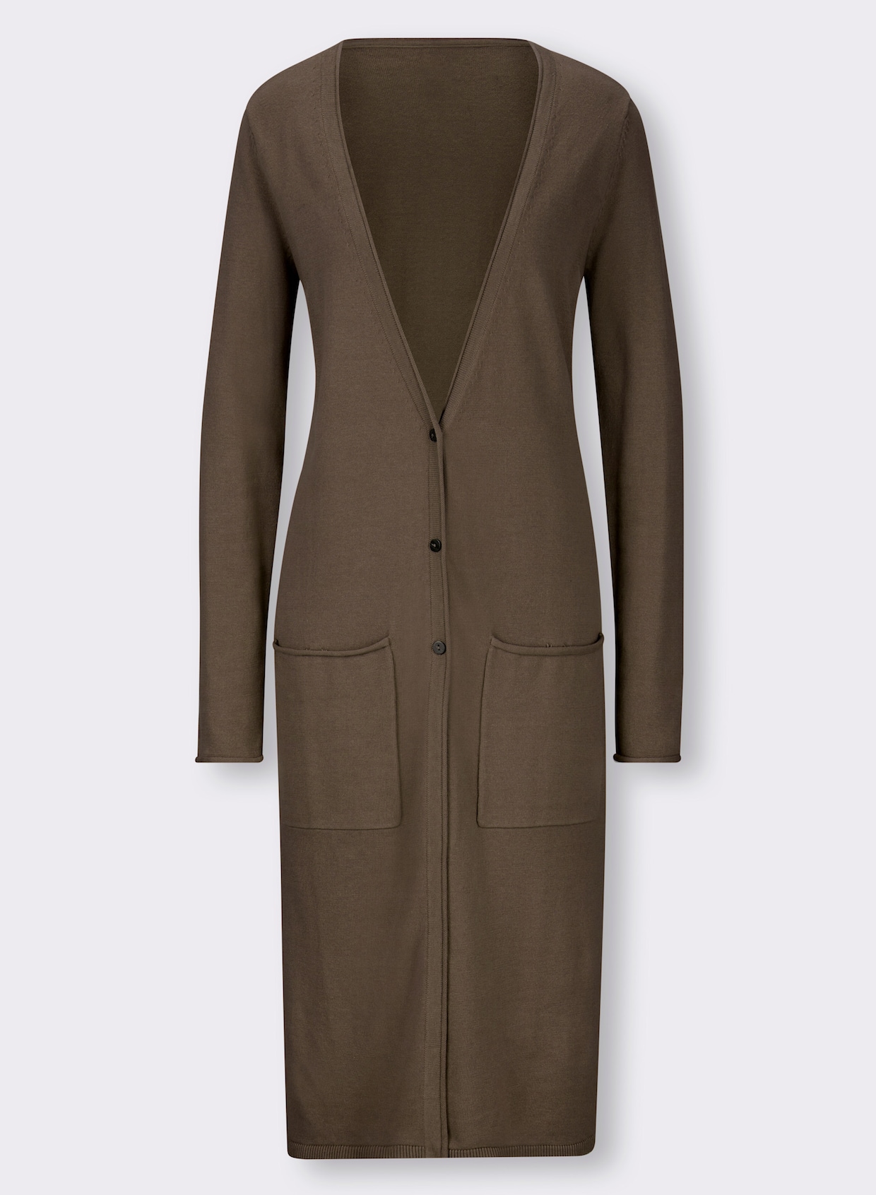 heine Lang gebreid vest - olijf