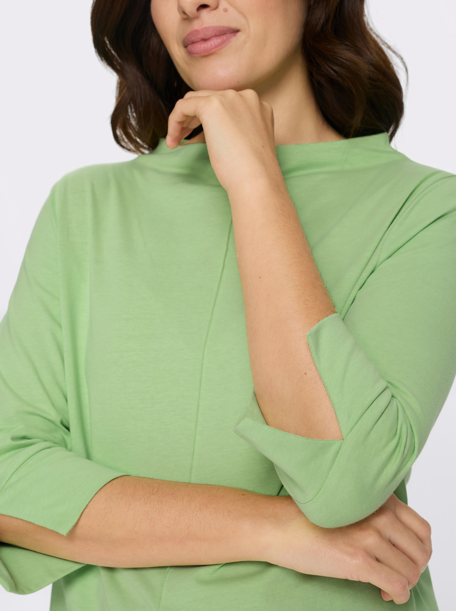 3/4-Arm-Shirt mit Biesen im Vorderteil - reseda