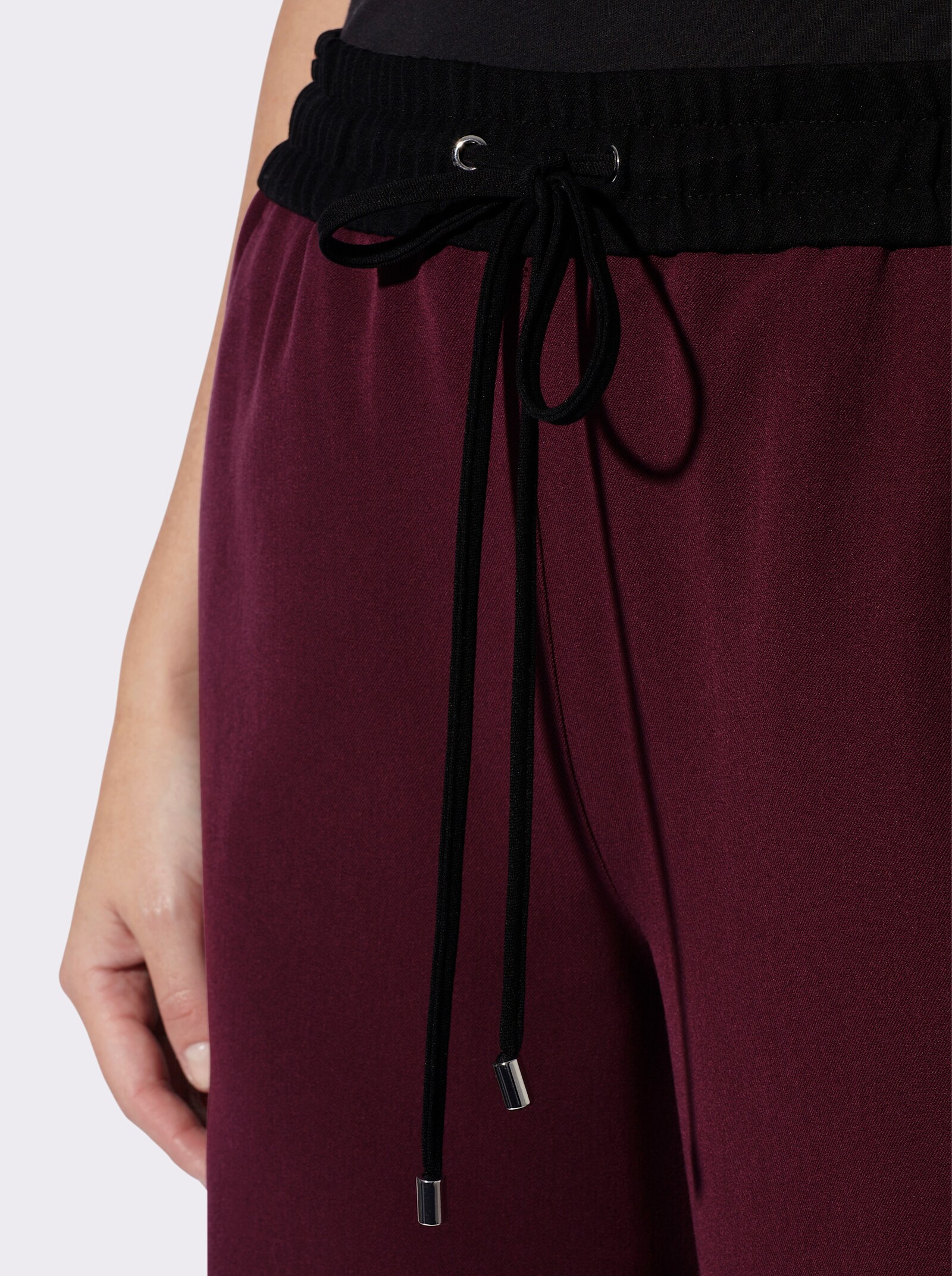 heine Webhose mit Galonstreifen - burgund-schwarz