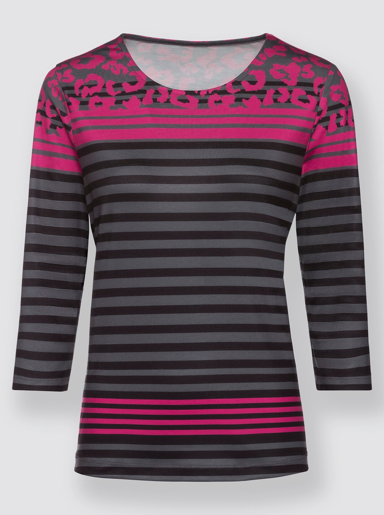 Print-Shirt - schwarz-fuchsia-bedruckt