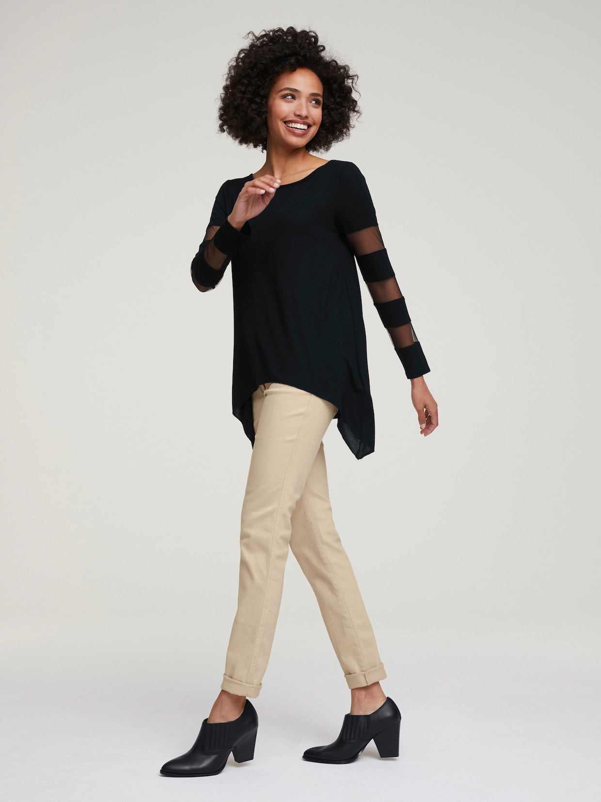 heine Broek met smalle pijpen - beige