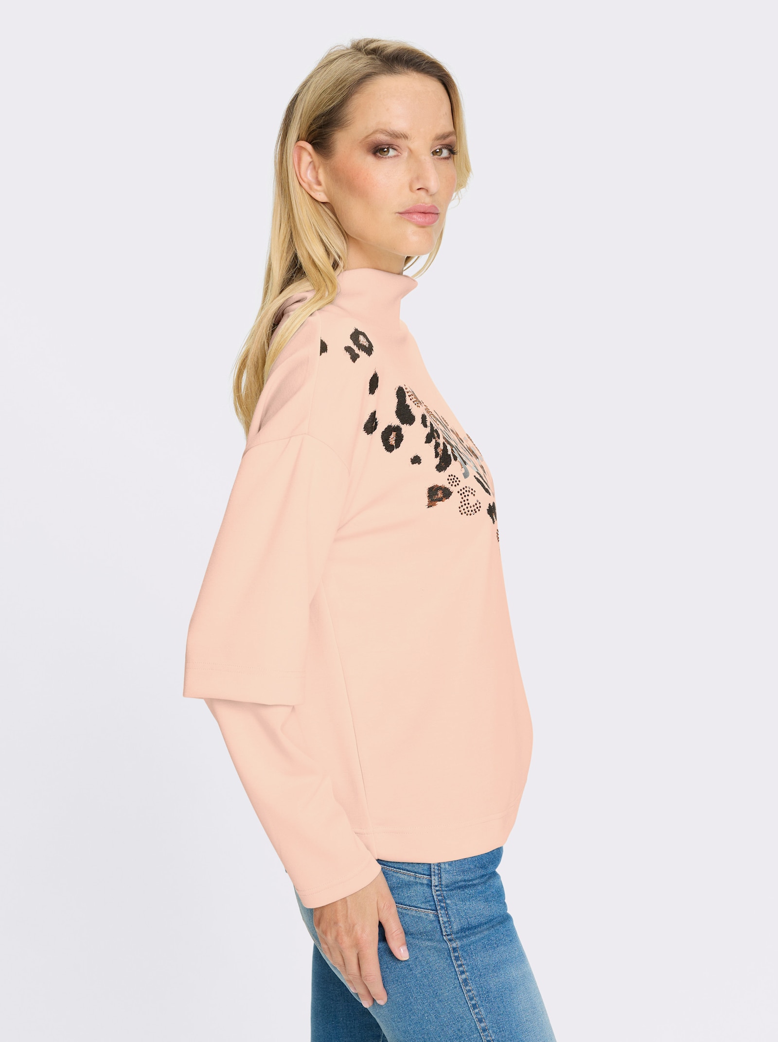 heine Sweatshirt mit Animal-Print-Detail - elfenbein