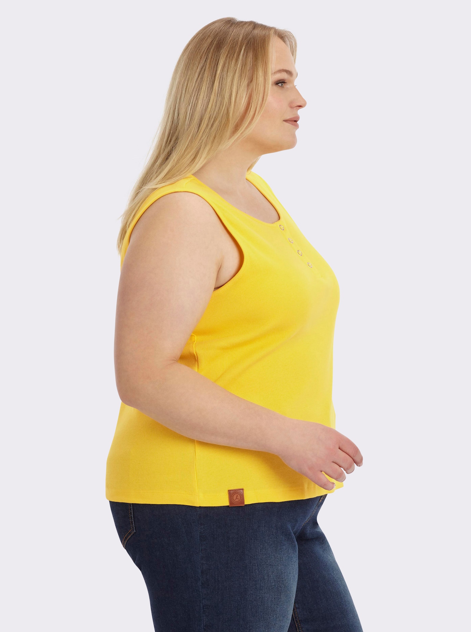 Shirttop in Ripp-Optik - sonnengelb