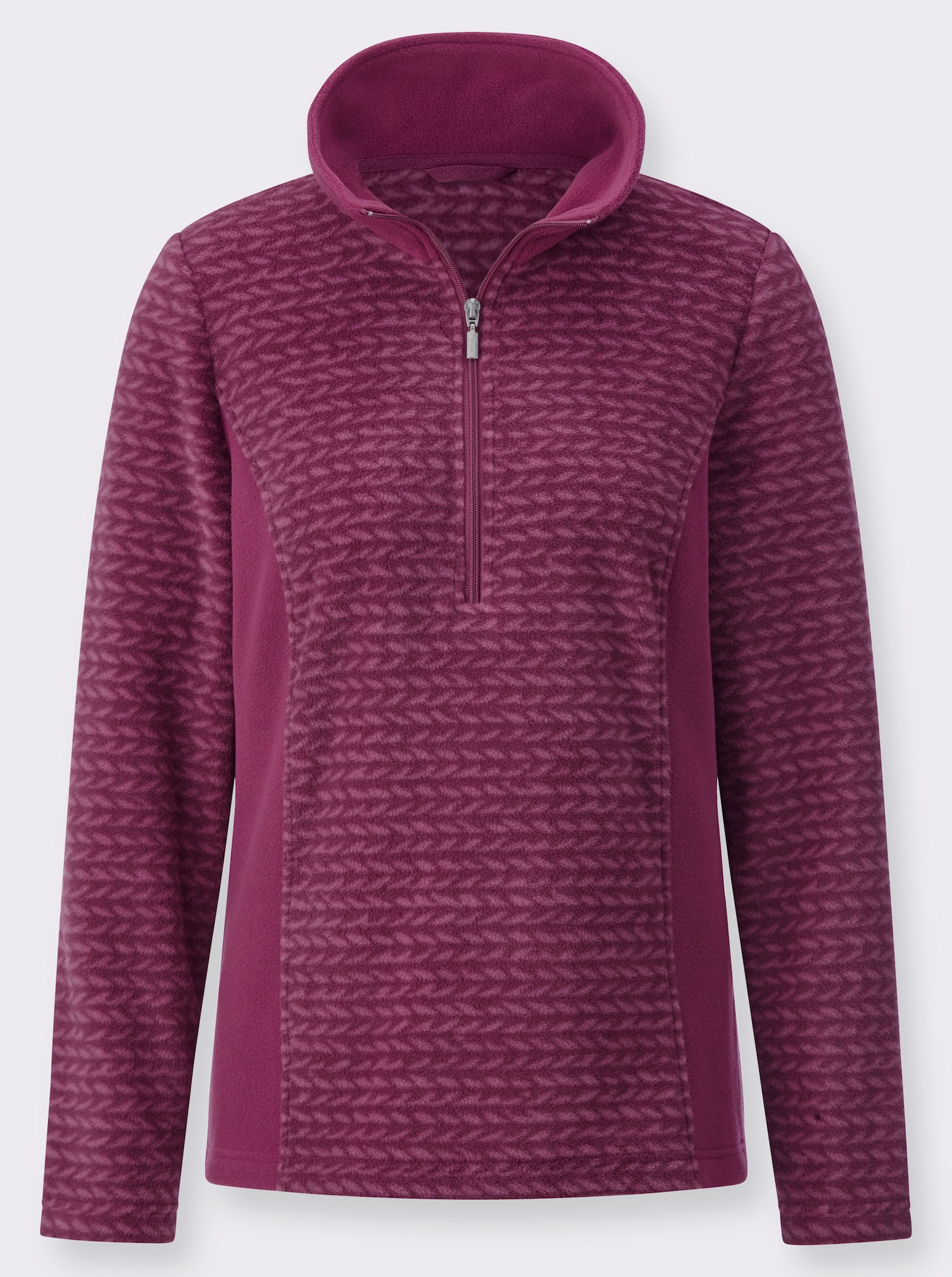 Fleeceshirt mit innen einfarbigem Troyerkragen - erika-malve