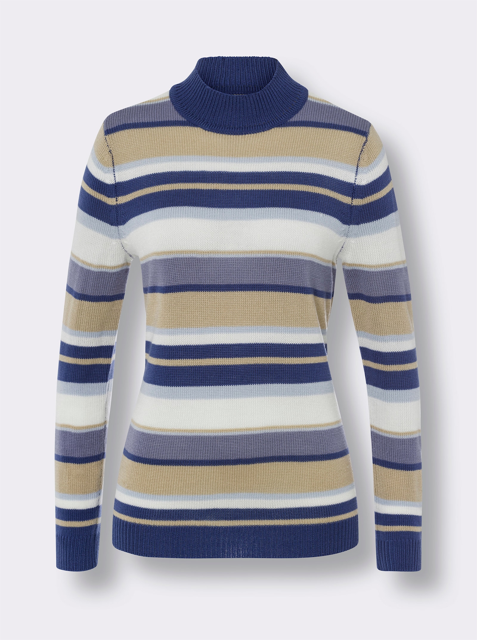 Pullover met opstaande kraag met streeppatroon - jeansblauw/lichtblauw gestreept