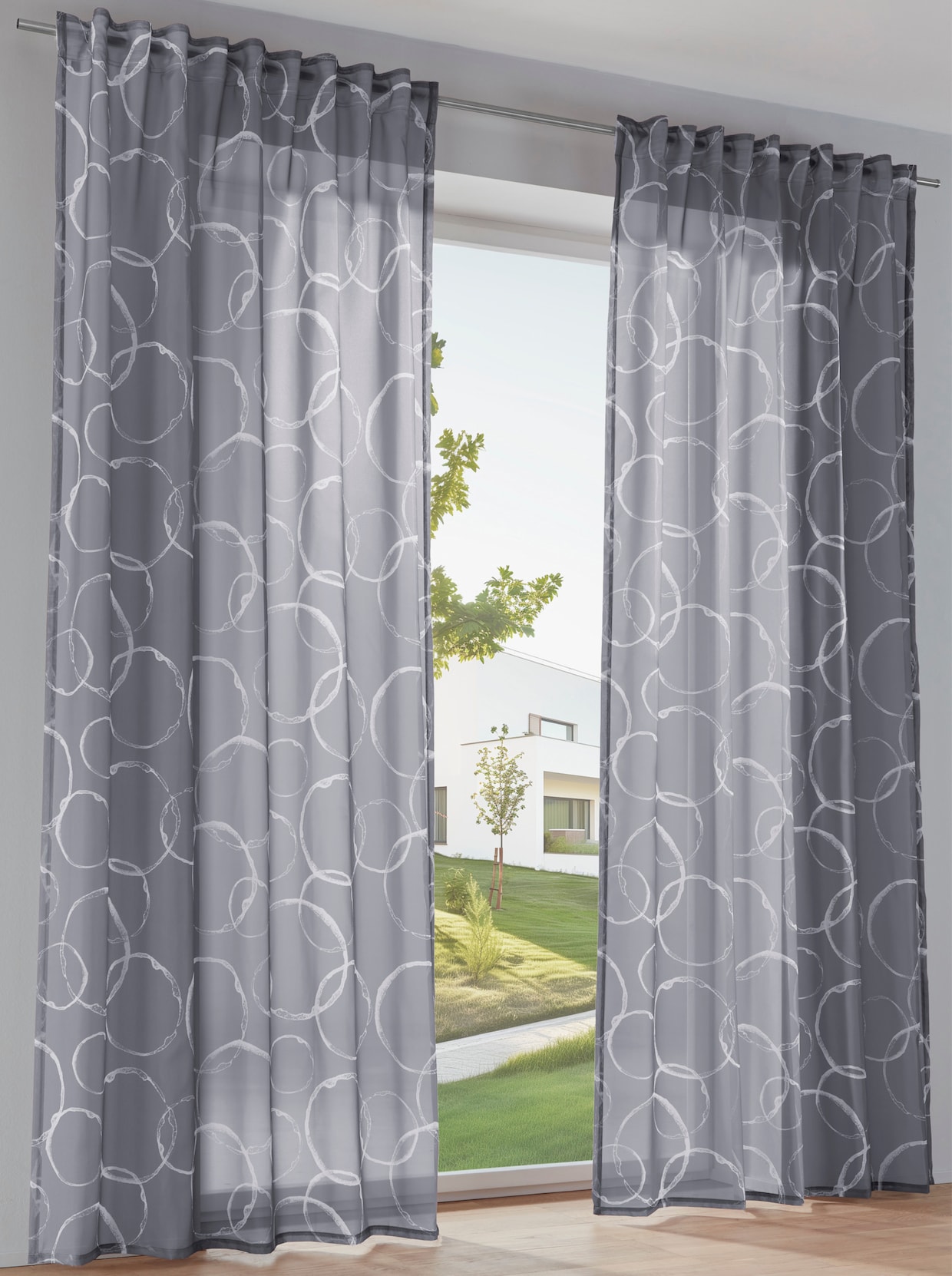 heine home Decoratieve vitrage - grijs/wit