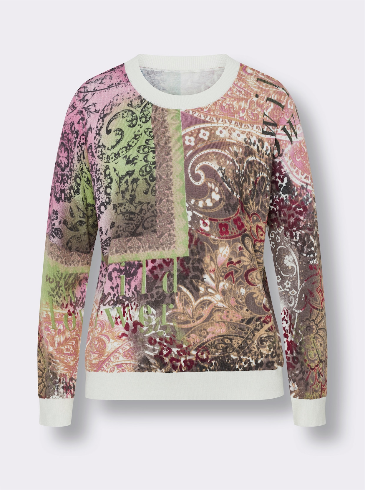 heine Pullover met print - ecru/grafiet bedrukt