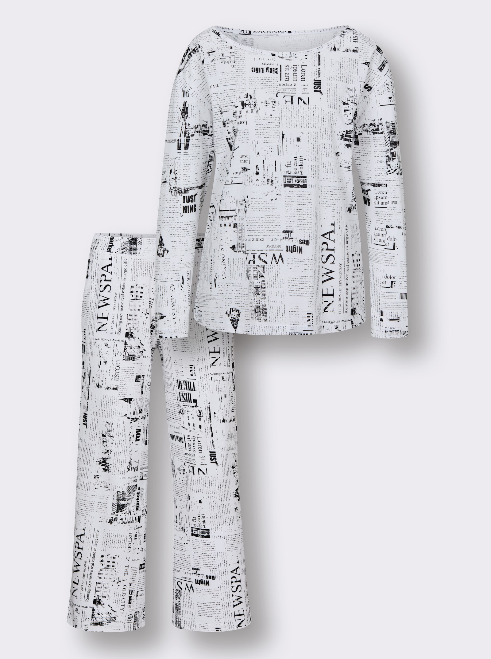 wäschepur Schlafanzug - weiß-schwarz-bedruckt