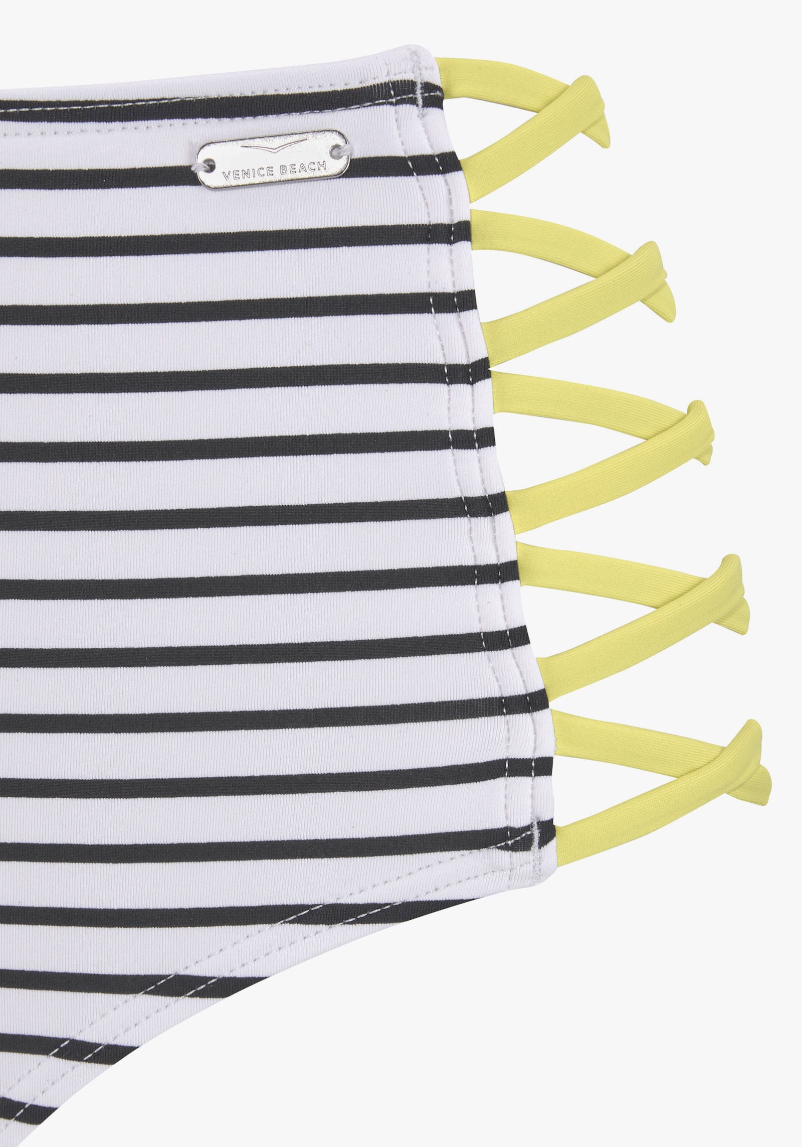 Venice Beach Highwaist-Bikini-Hose - schwarz-weiß-limette