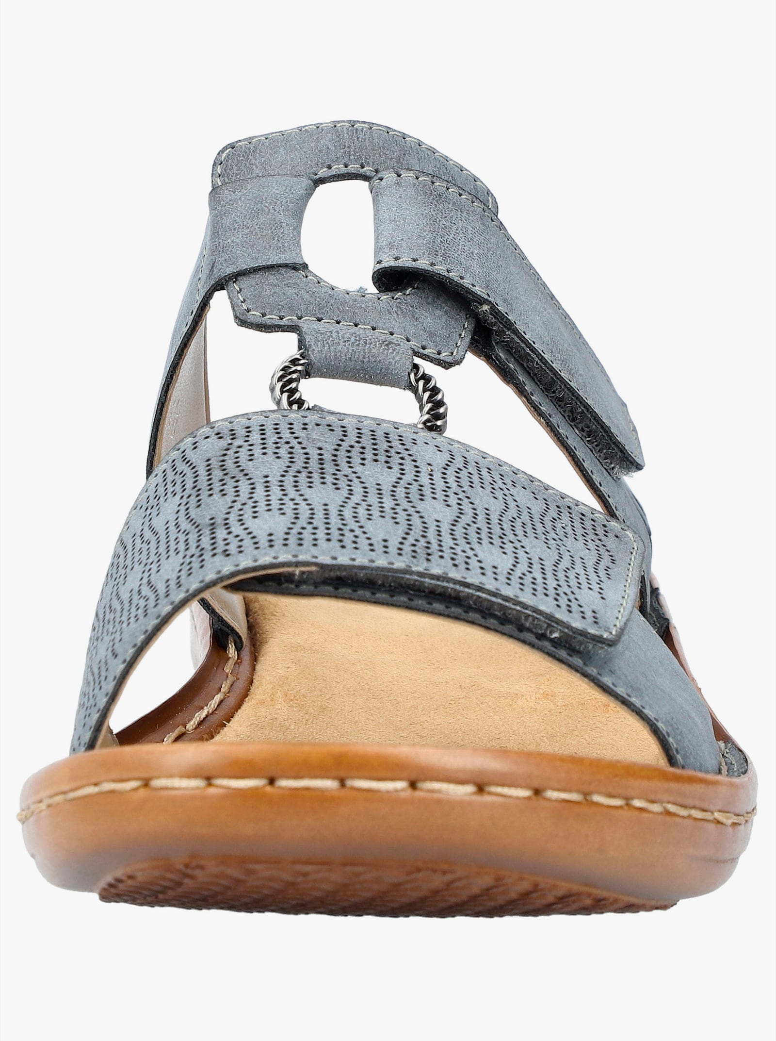 Rieker Pantolette mit doppeltem Klettverschluss - hellblau