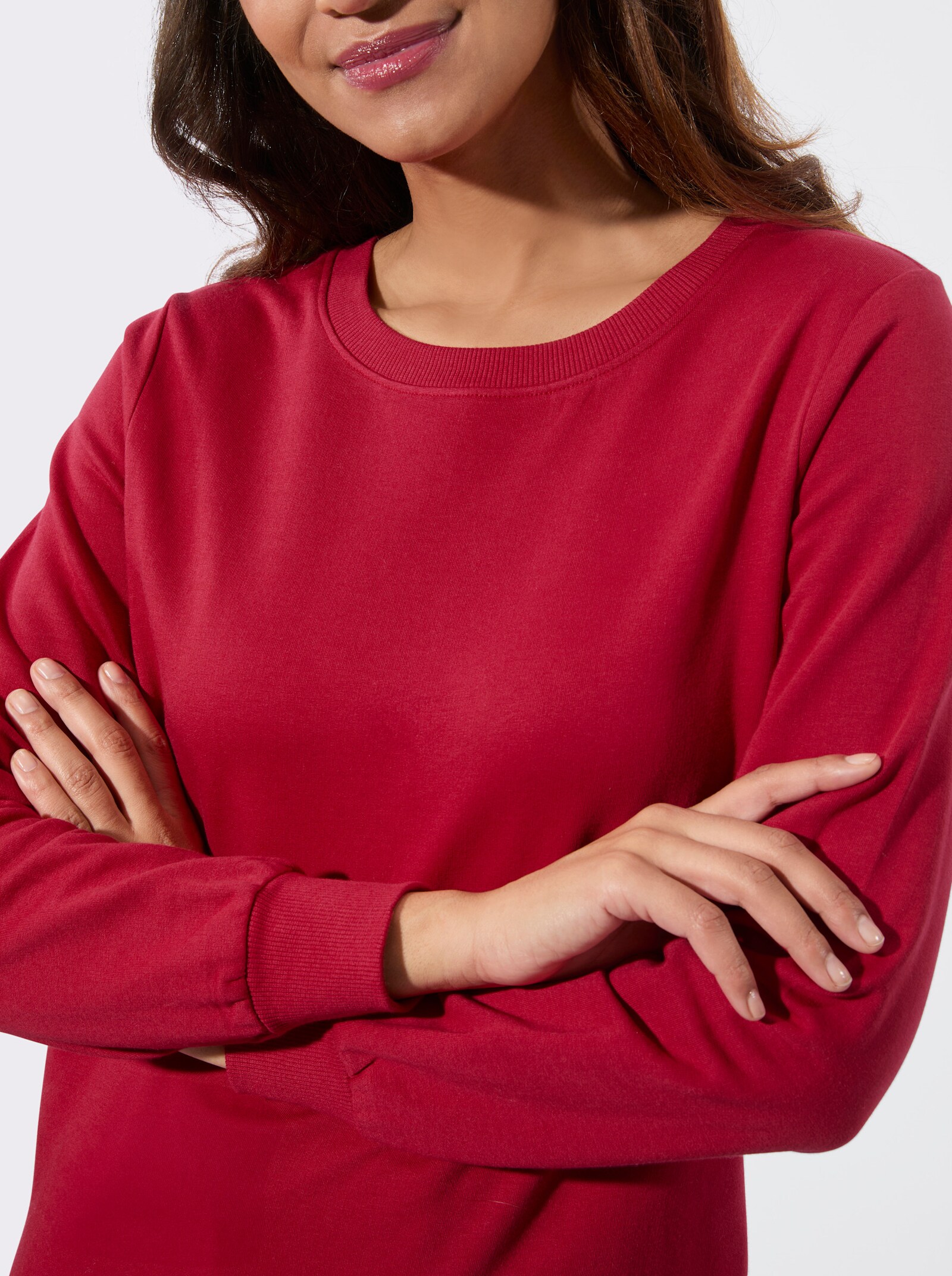 Sweatshirt mit Ripp-Abschlüssen - rot