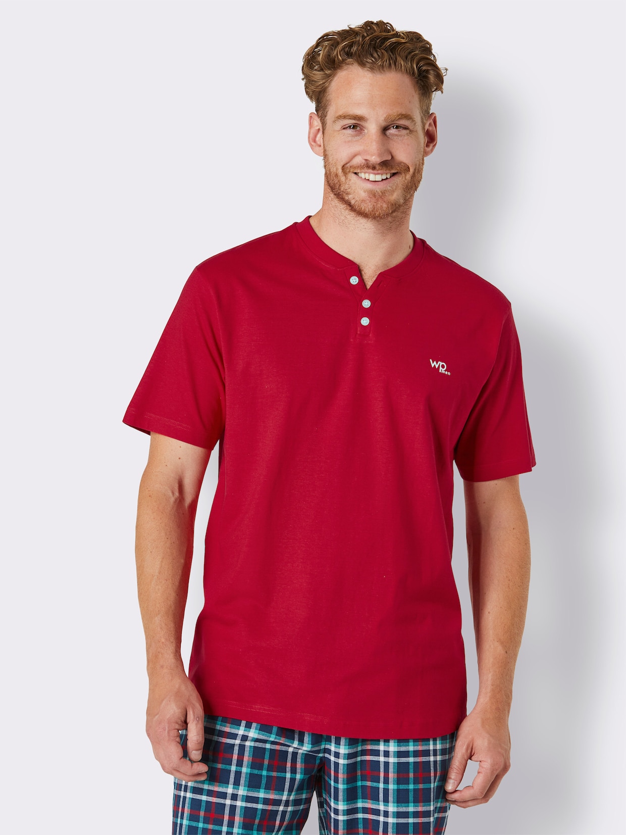 wäschepur men Pyjama-Shirt - rood
