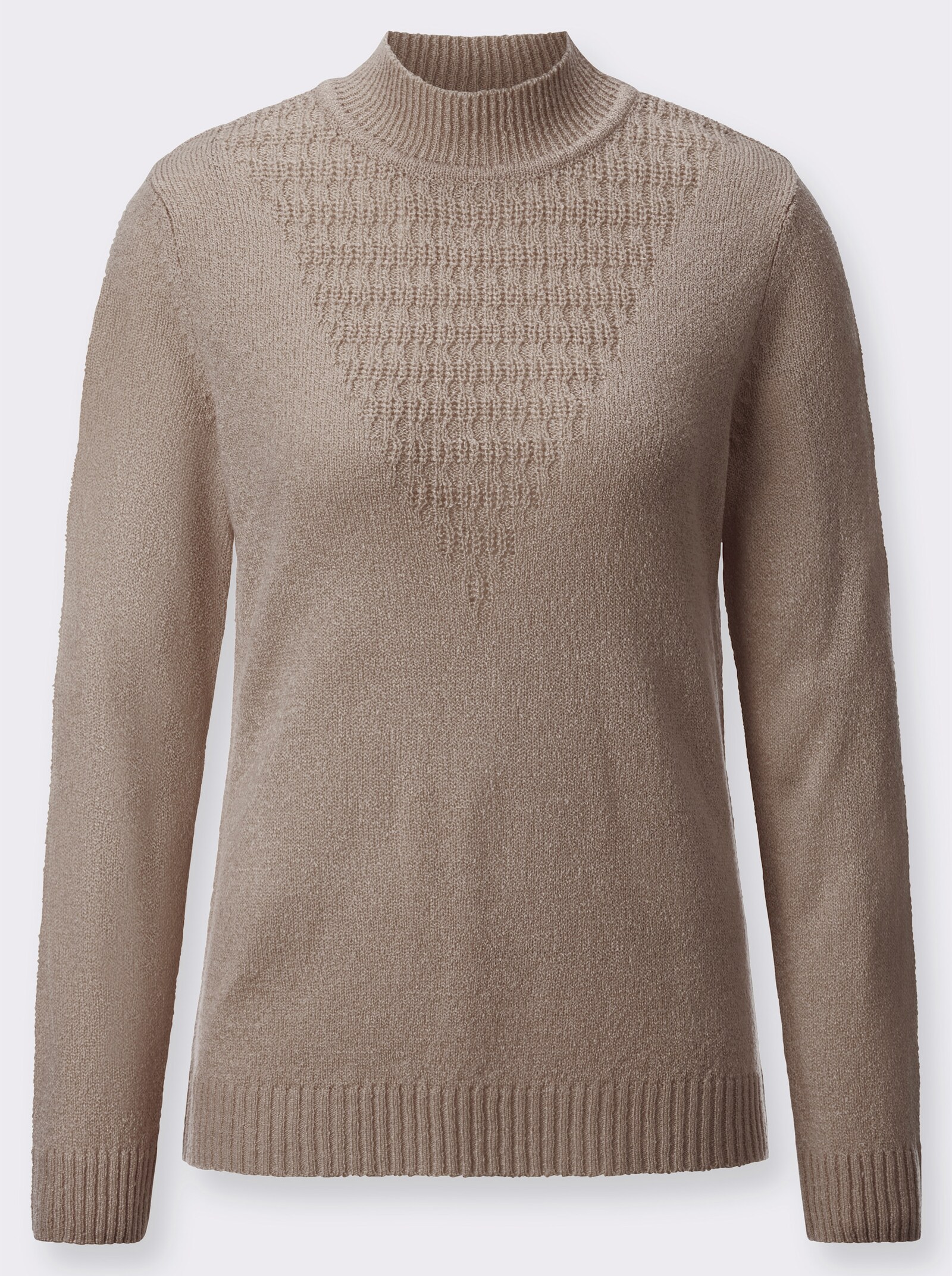 Bouclé-Pullover mit Rippenbündchen - sesam