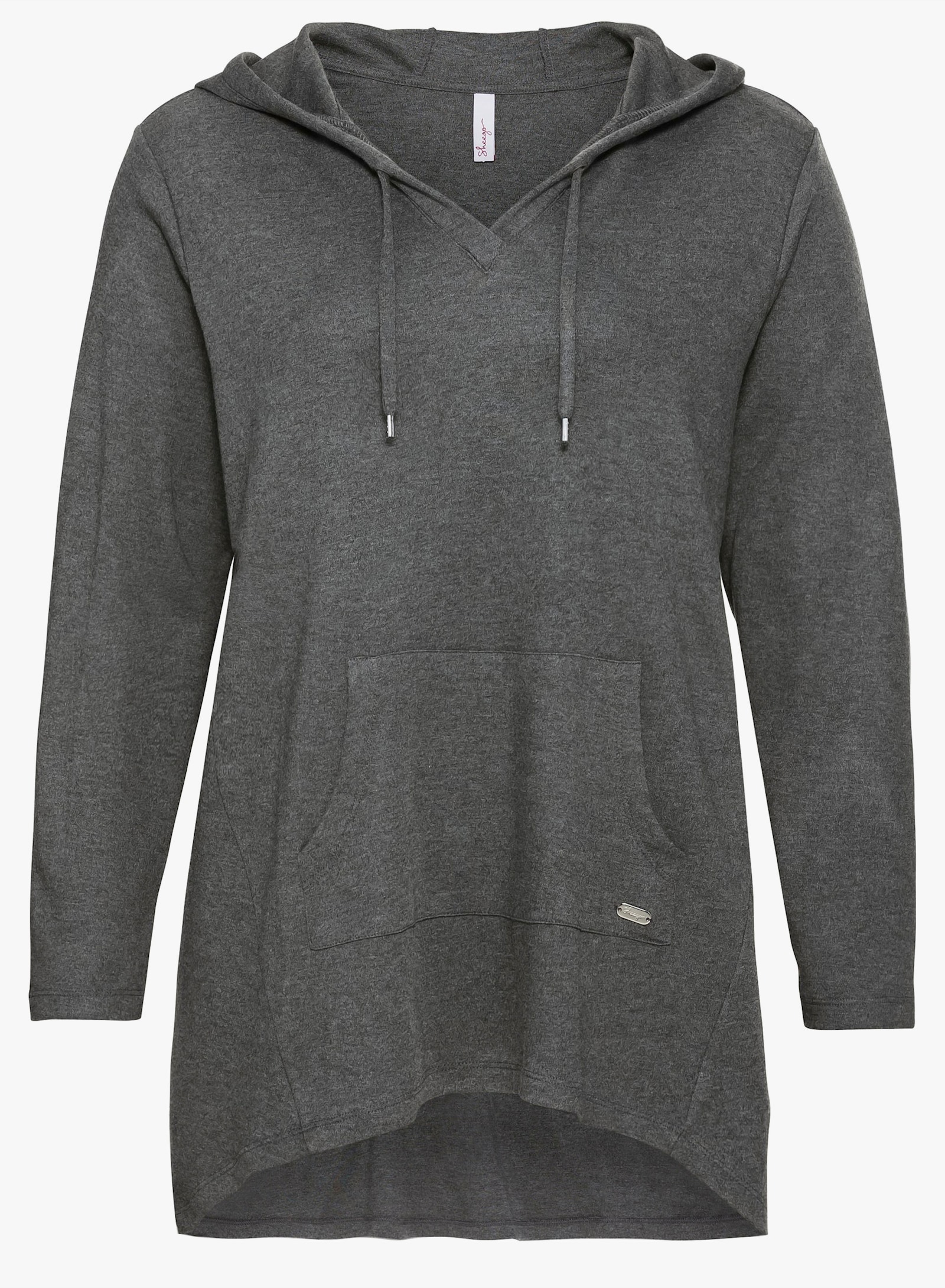 sheego Longshirt im Vokuhila-Schnitt - grau meliert