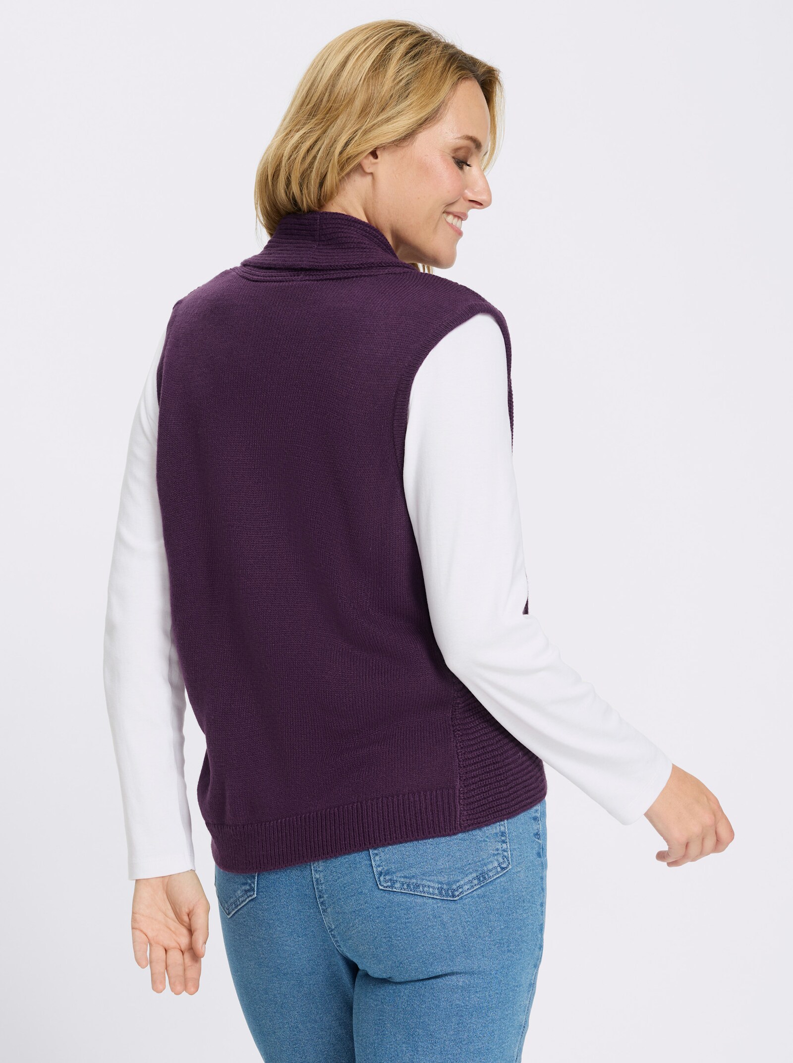 Strickweste mit Schalkragen - traube